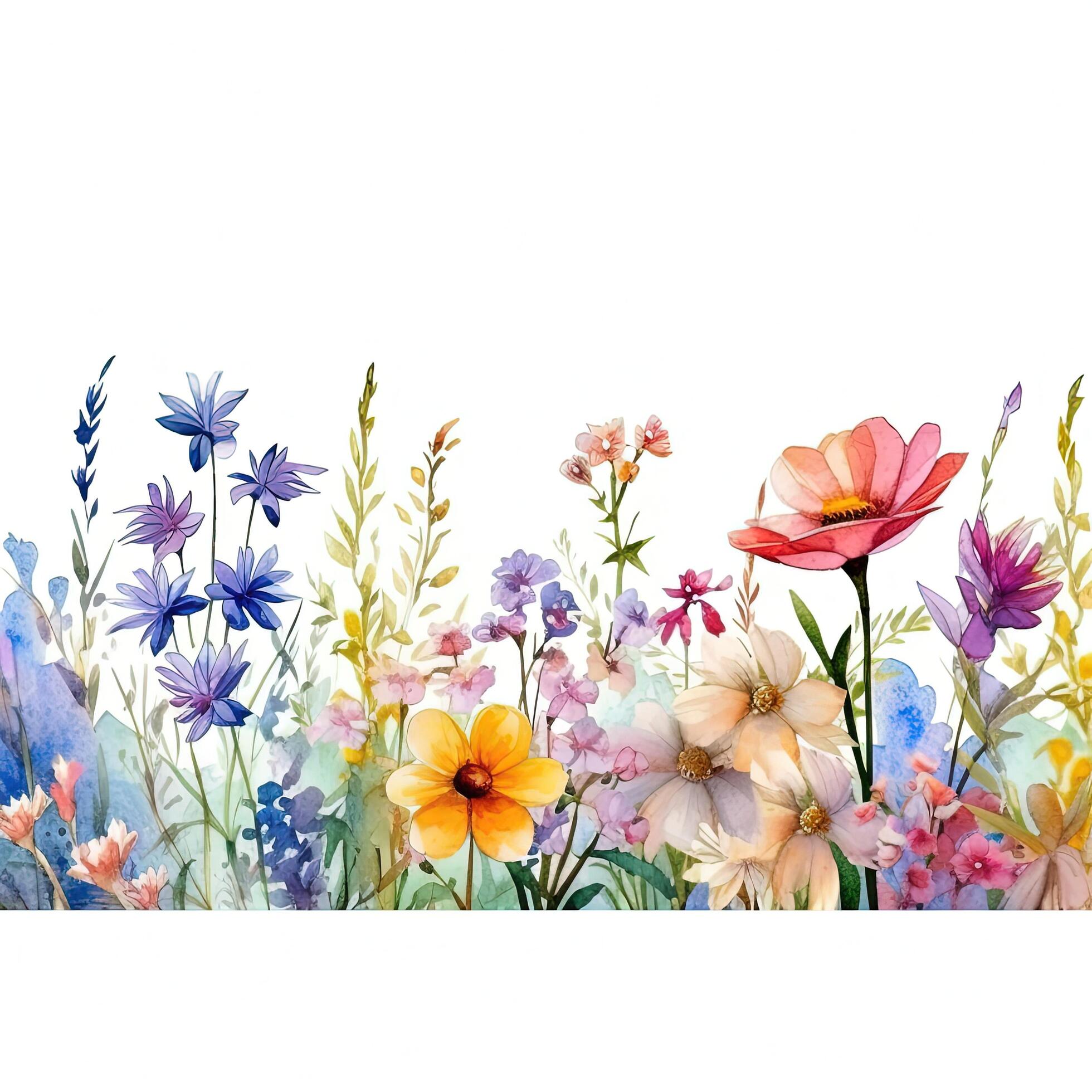 Watercolor Flower border. Illustration Stock Free