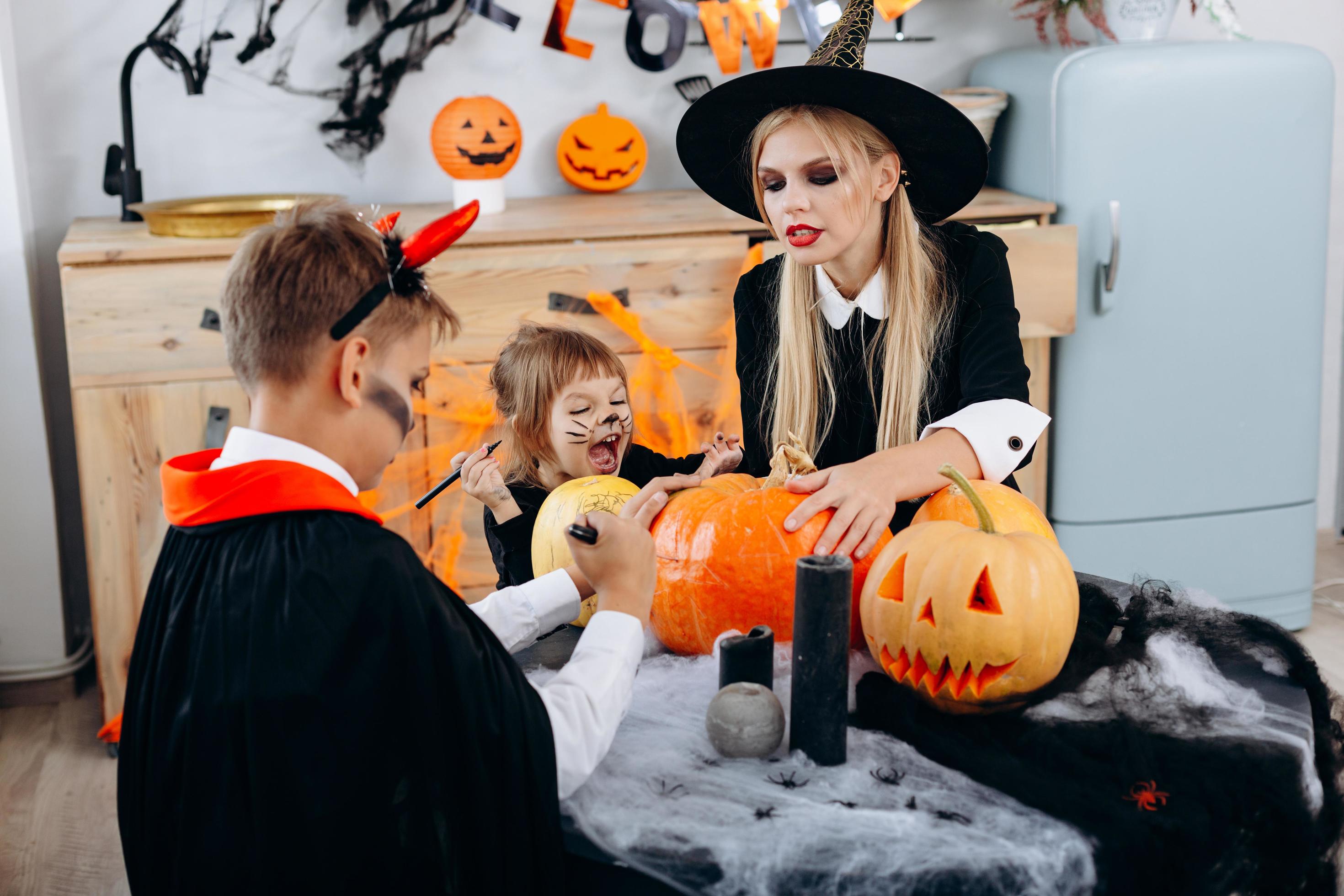 Family preparations for the holiday Halloween. Concept image Stock Free