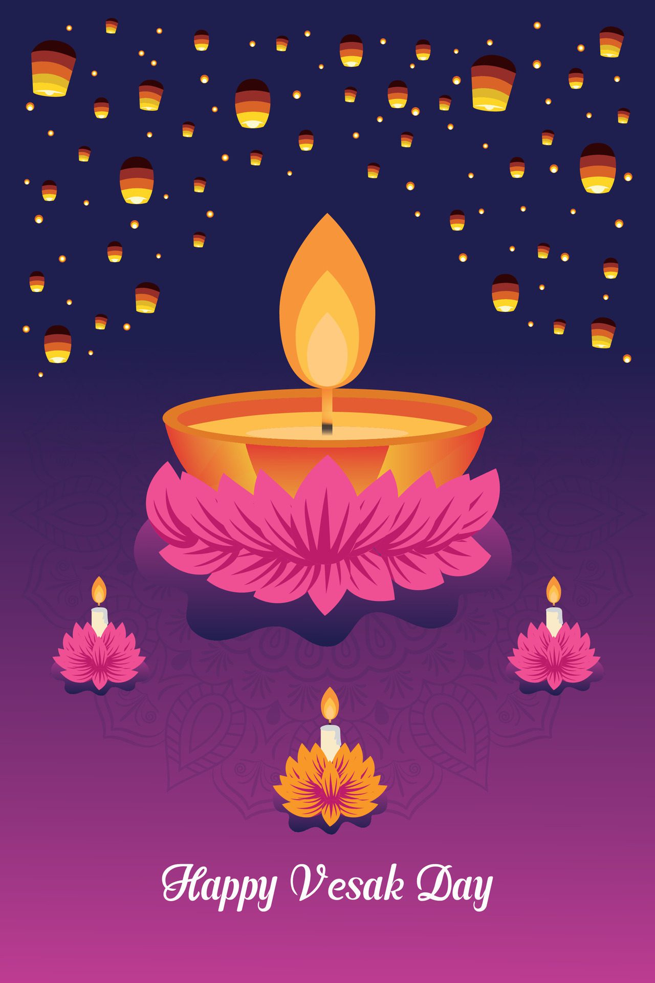 Flat vertical poster template for vesak day illustration festival celebration social media post and vesak day Banner Free Vector