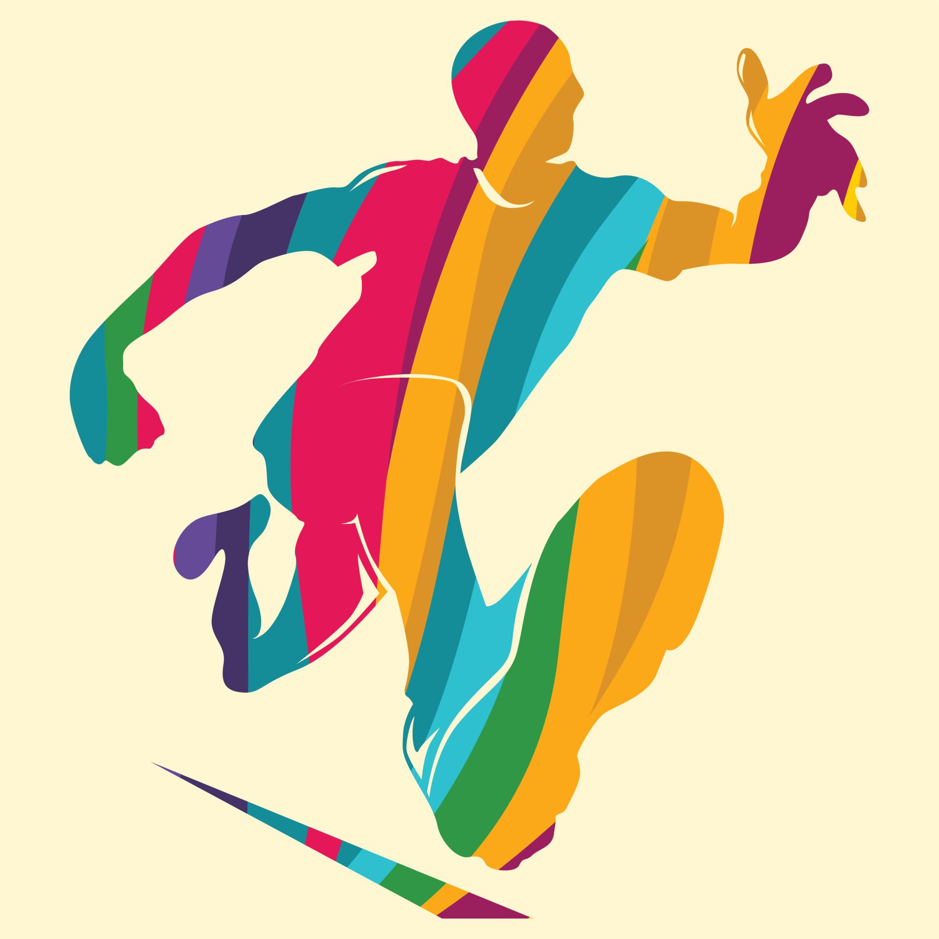 Vector silhouette illustration of people running colorful Free Vector