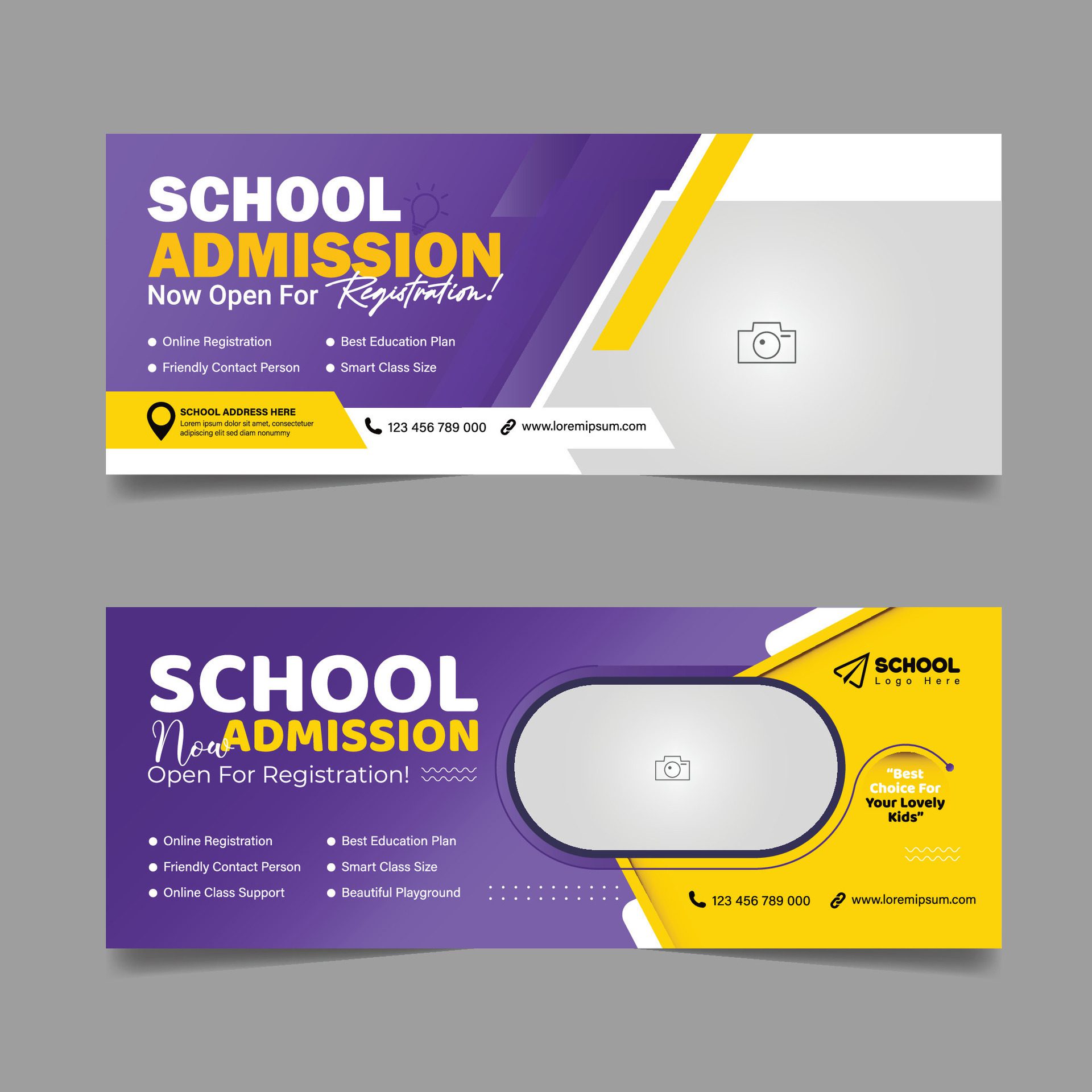 Back to school admission social media cover design and higher education banner template Free Vector