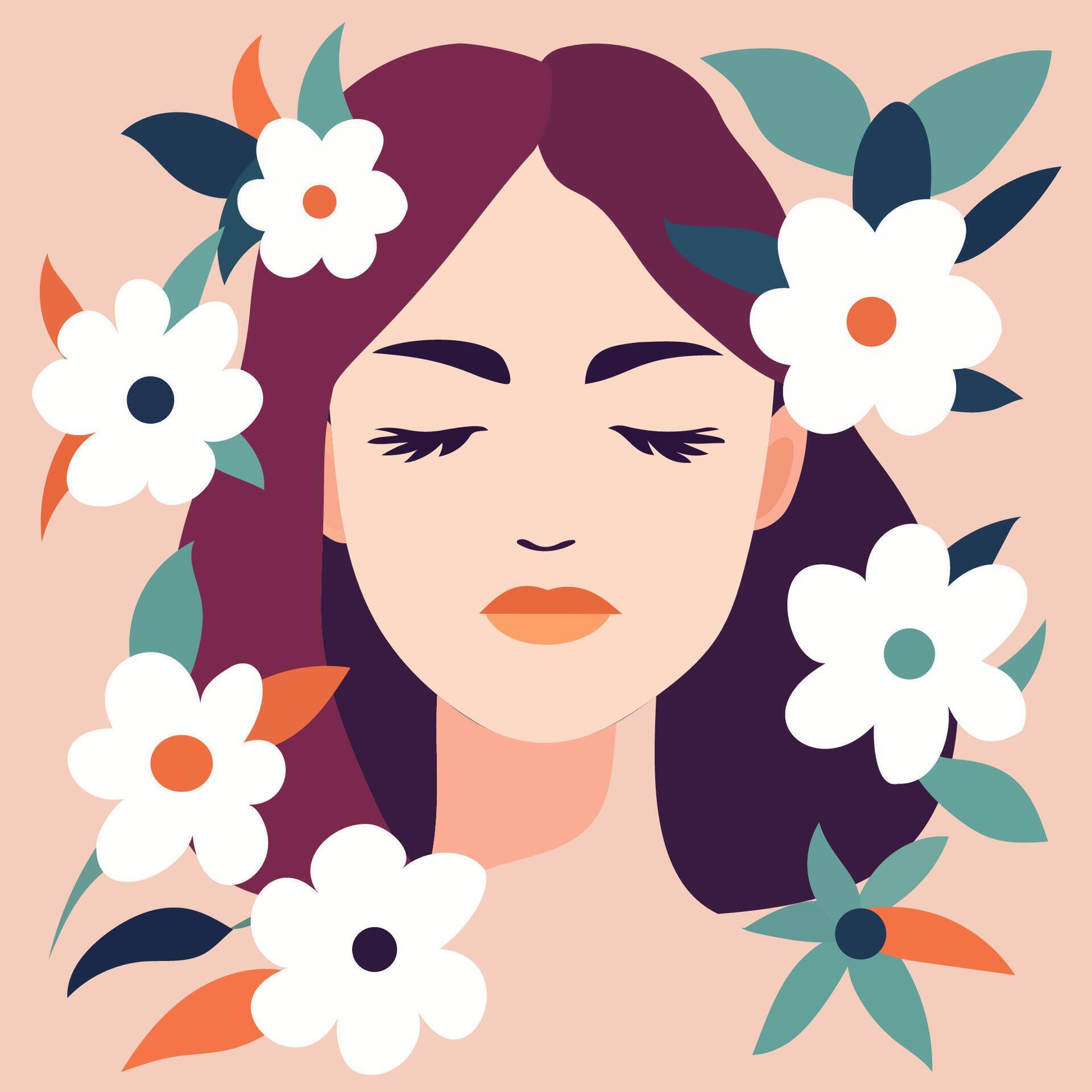 Illustrations Women with flower’s Stock Free