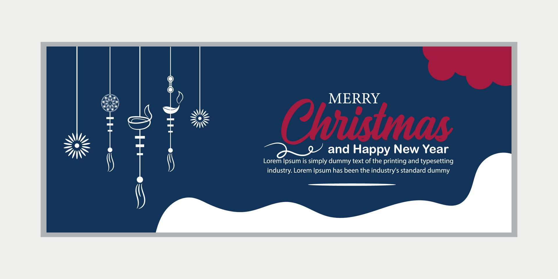 merry christmas banner set and happy new year banner, social media cover and web banner,Merry Christmas design for greeting card, Free Vector