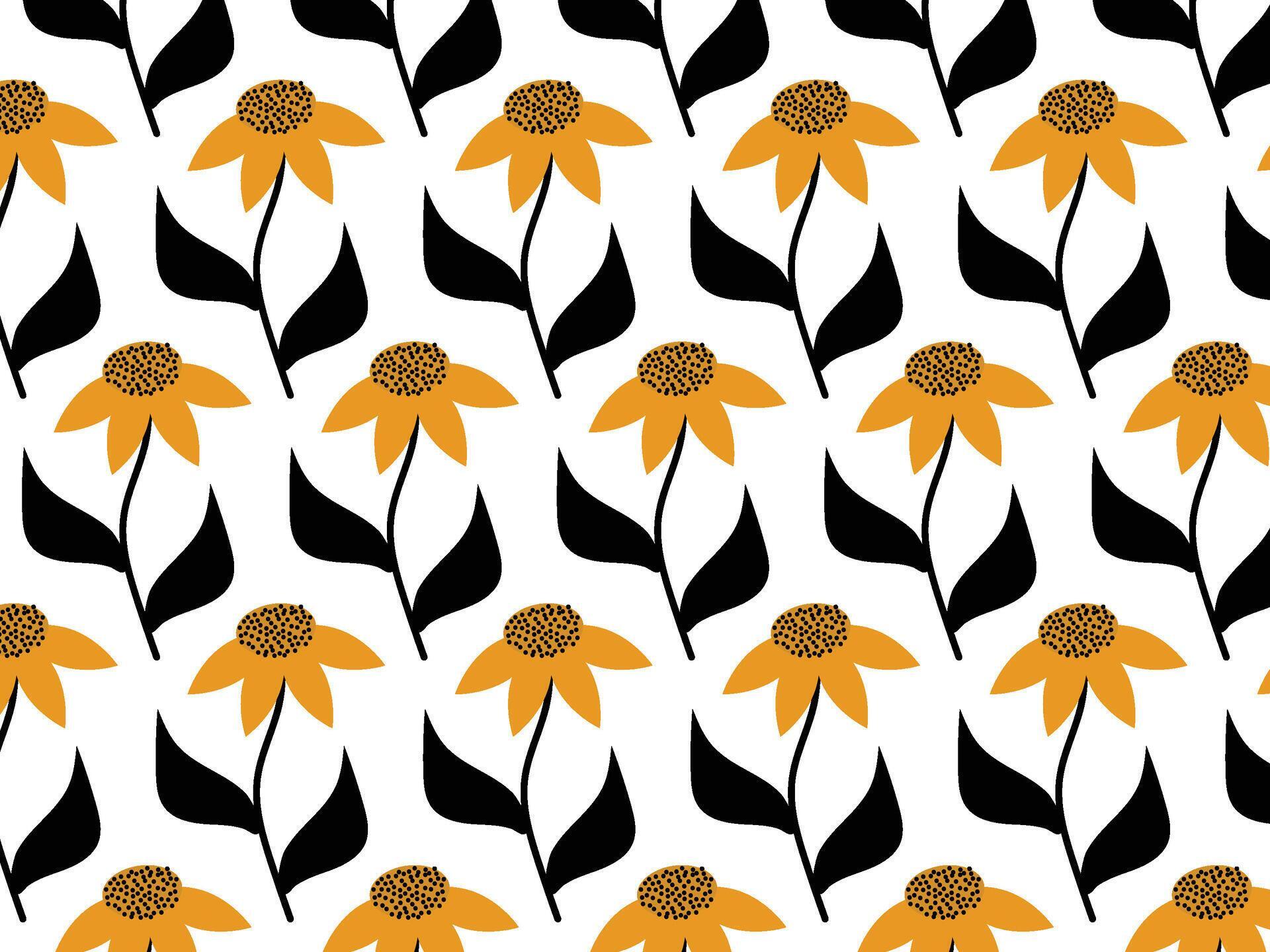 simple yellow and black flower pattern Stock Free