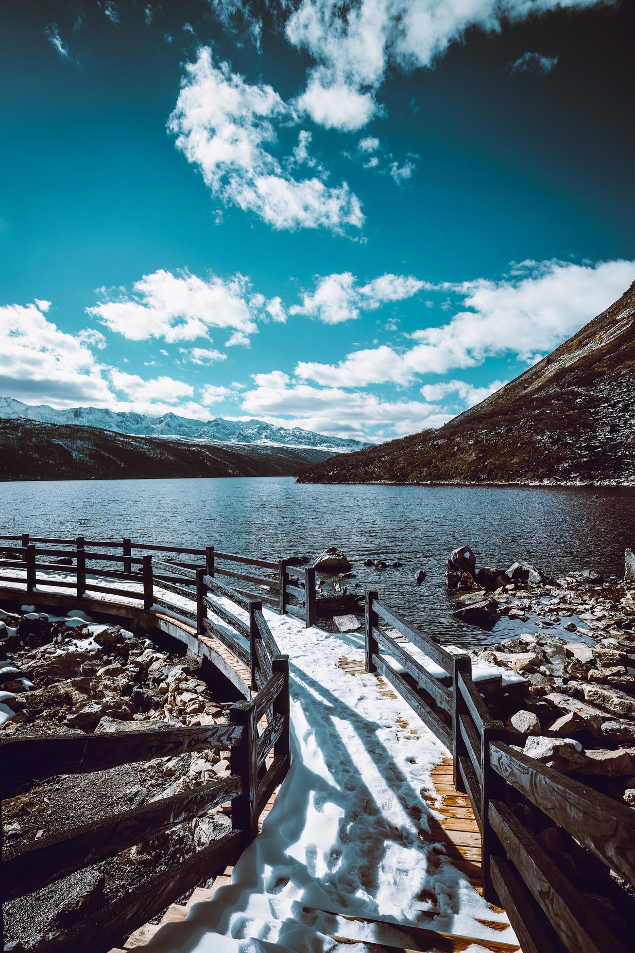 Spectacular scenery in the high mountains of western Sichuan, China, with different seasons Stock Free