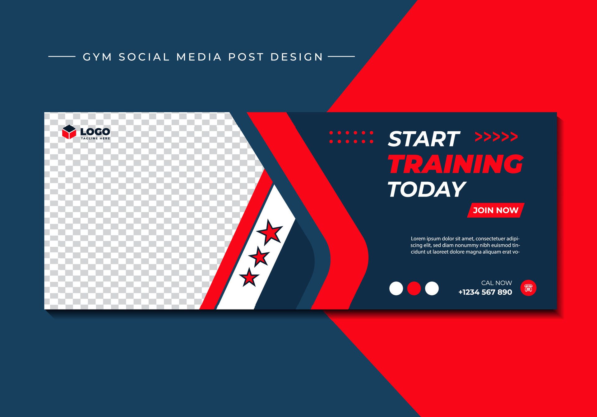 Gym, fitness, and sports social media post template design. Usable for social media, banner, and website. Free Vector