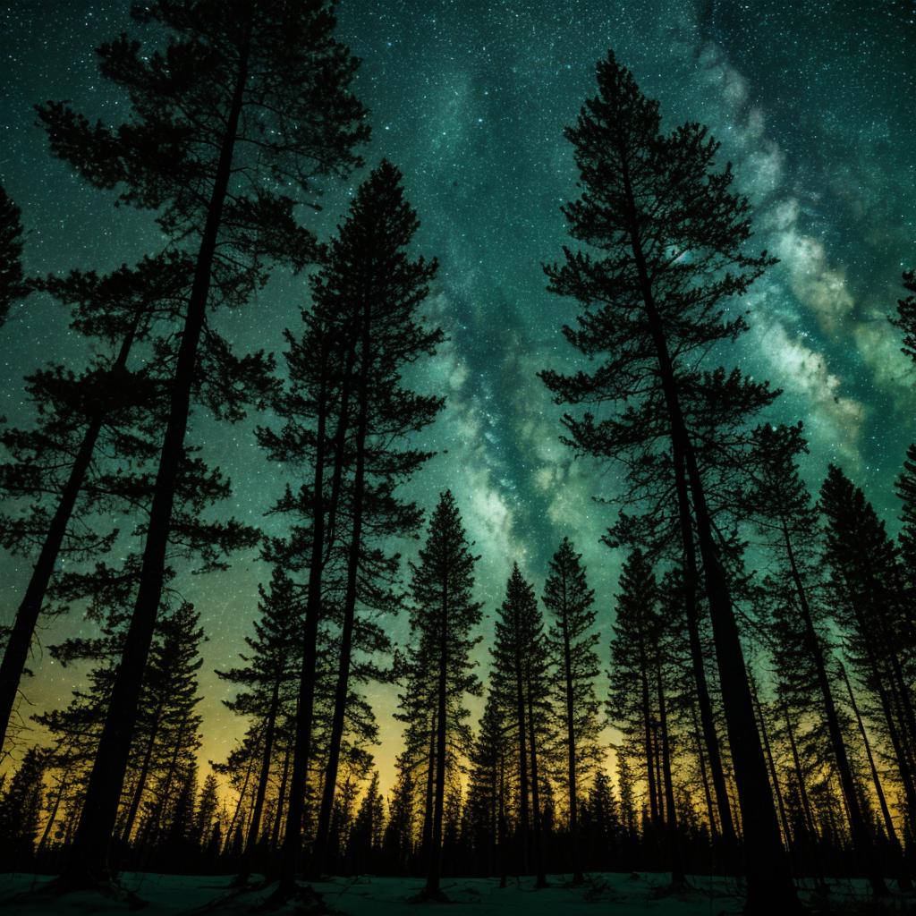 Night forest trees by by @ai_generated