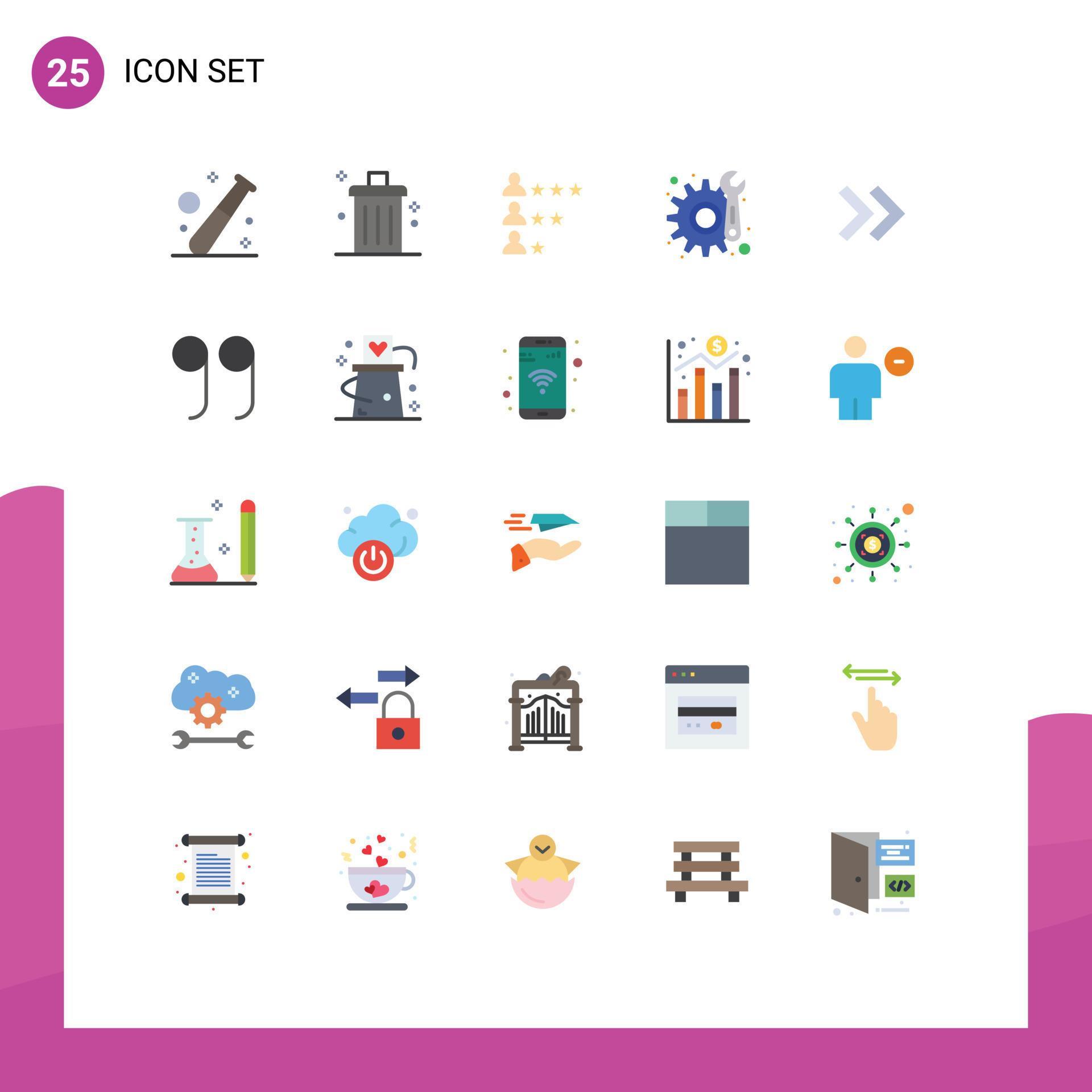 Set of 25 Modern UI Icons Symbols Signs for arrow maintenance garbage gear find Editable Vector Design Elements Stock Free