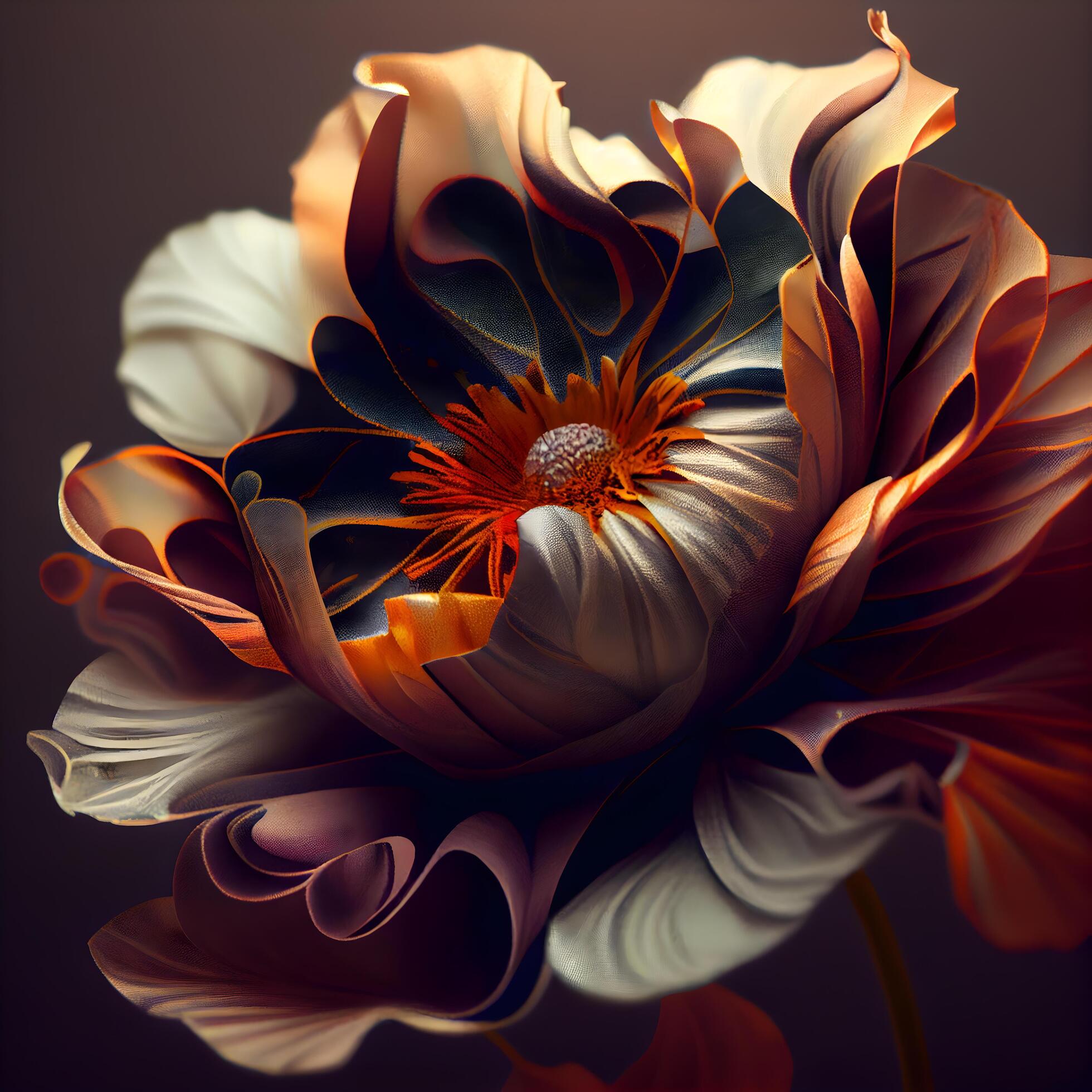 Beautiful abstract flower on black background. 3d rendering, 3d illustration., Image Stock Free