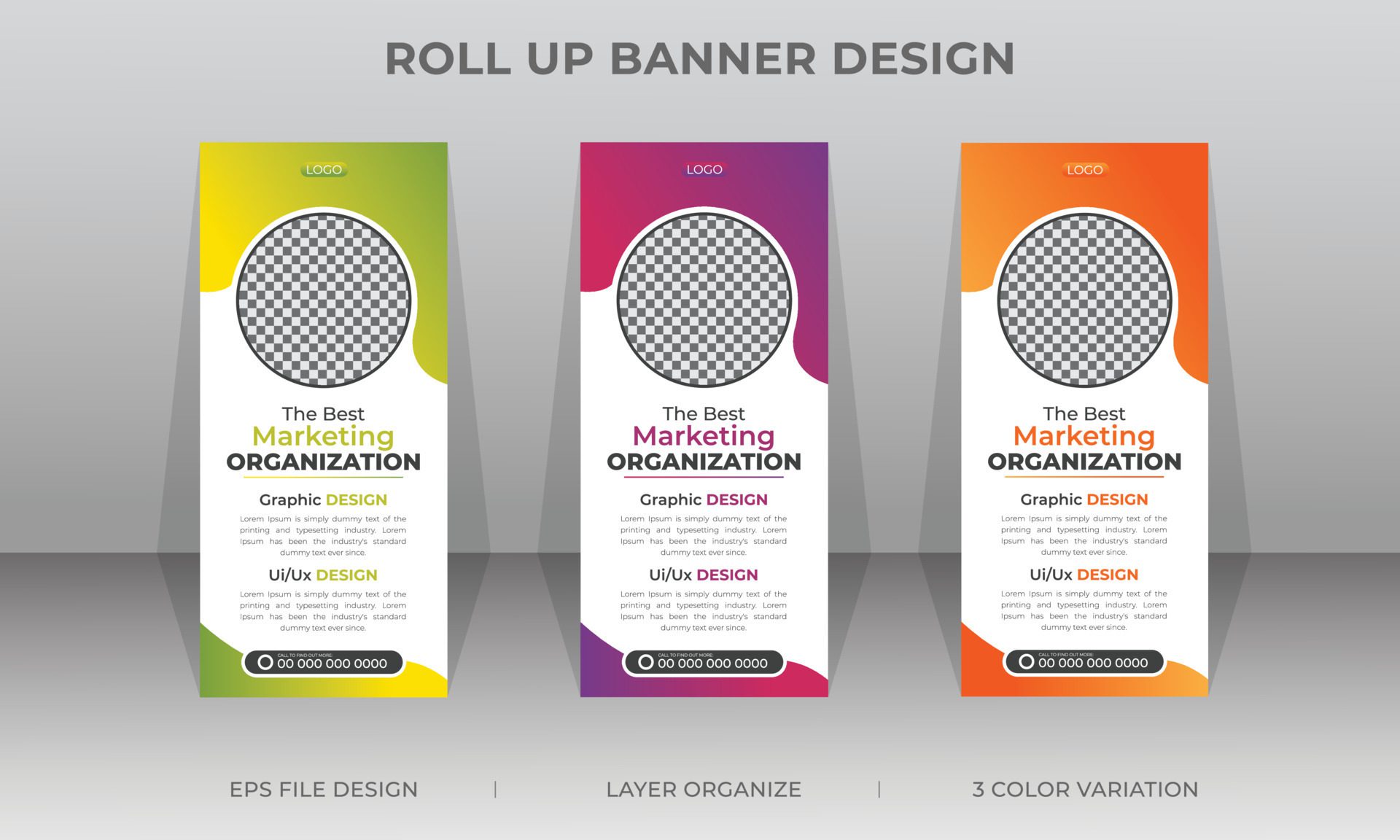 Professional modern corporate stand roll up banner and pull up banner template Free Vector and Free SVG