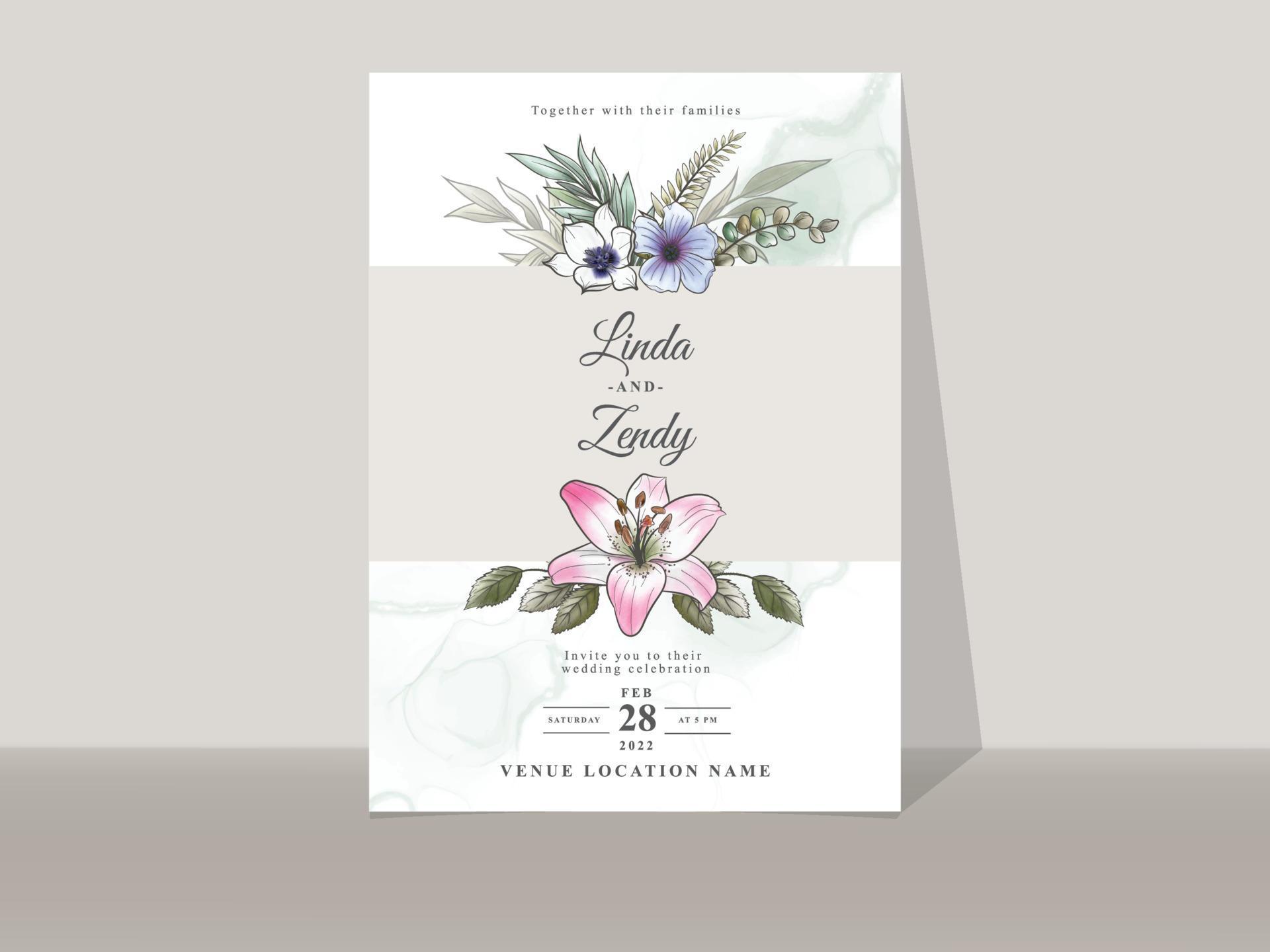 Romantic floral wedding invitations card Stock Free