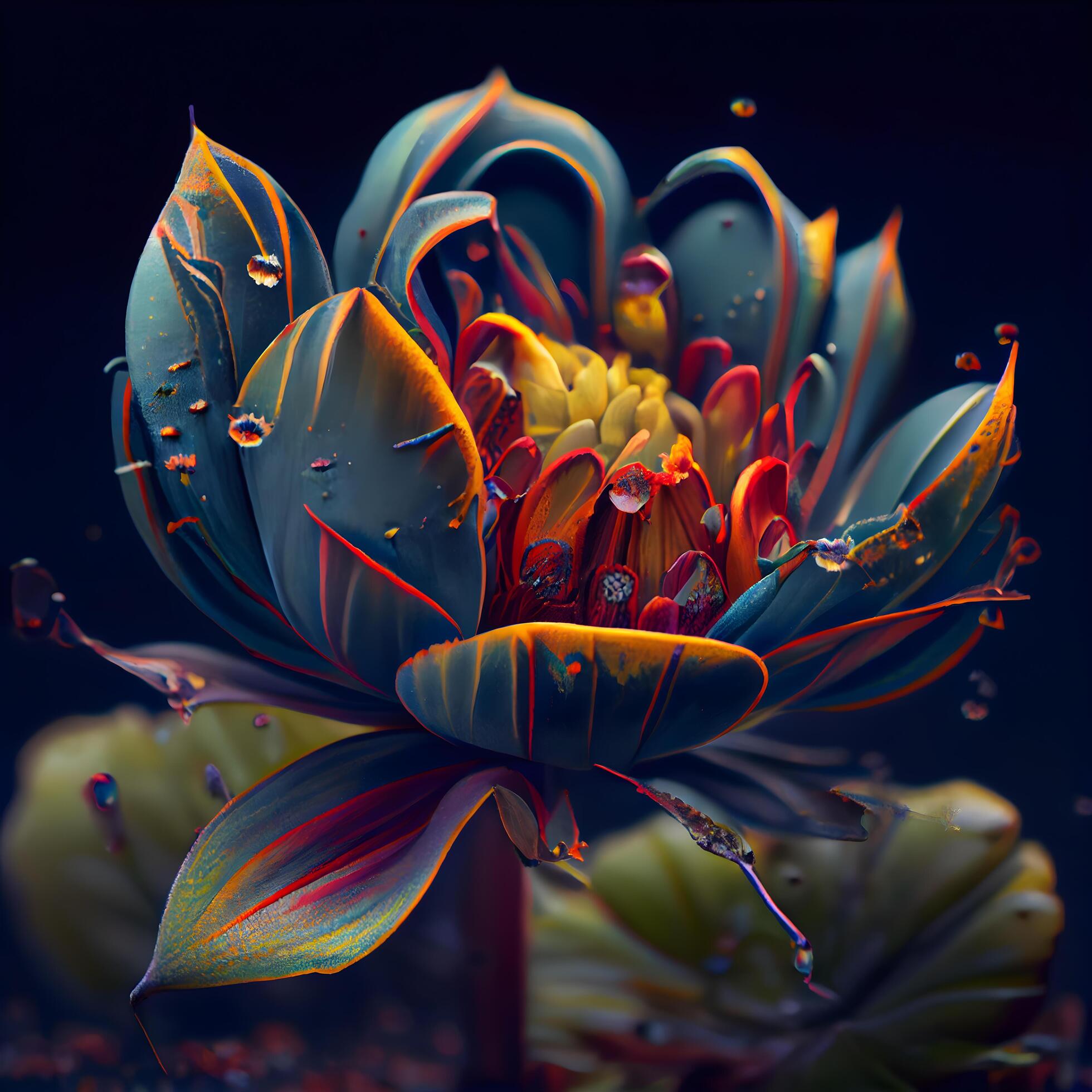 Macro closeup of beautiful water lily flower, digital artwork for creative graphic design, Image Stock Free