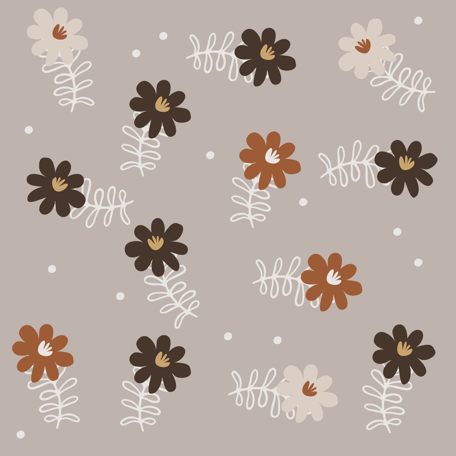 Boho pattern with neutral color. Nature motives, flowers, nursery pattern suitable for kids fabric pattern Free Vector