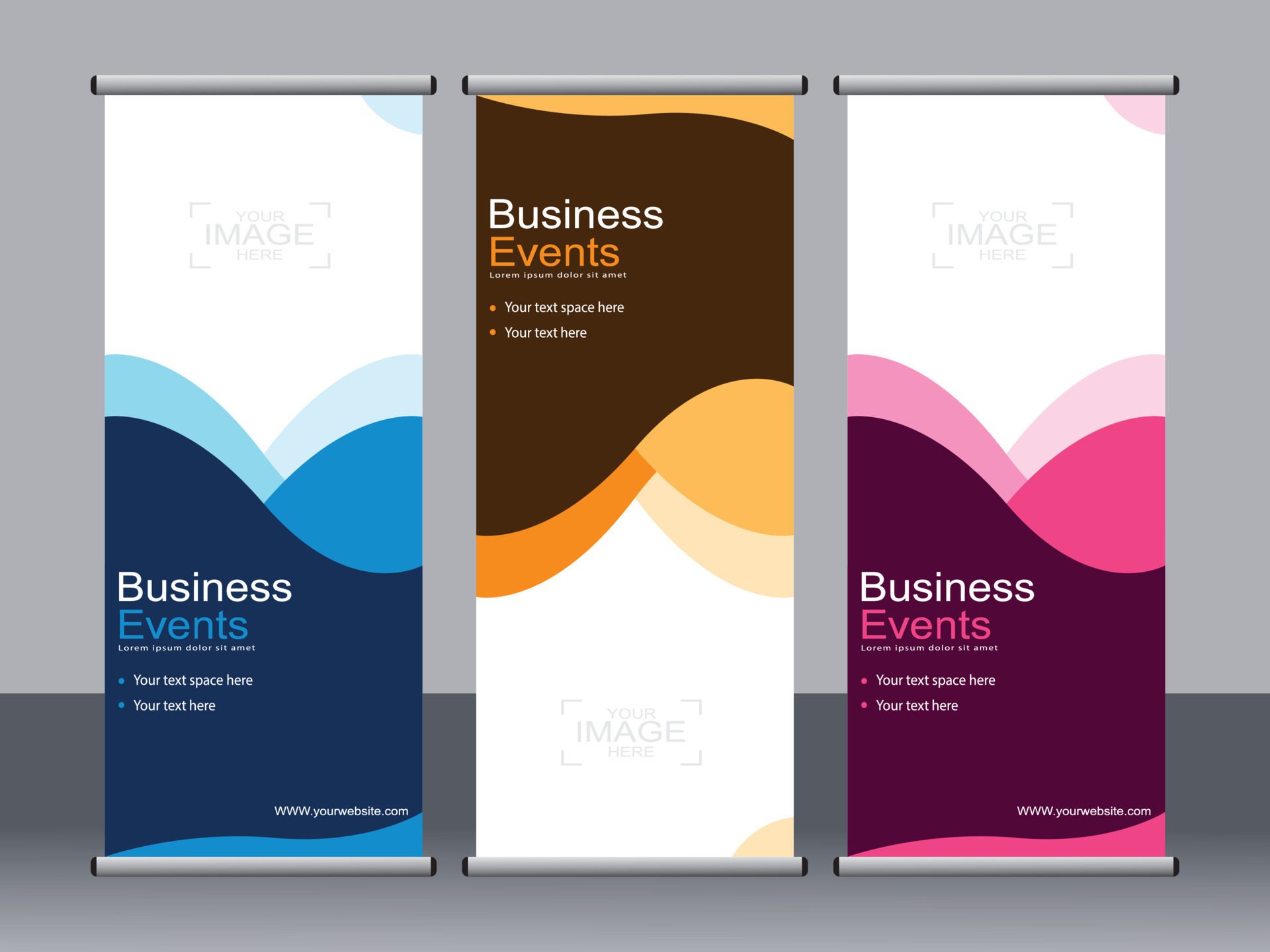 Business banner roll up set standee banner template. Free Vector