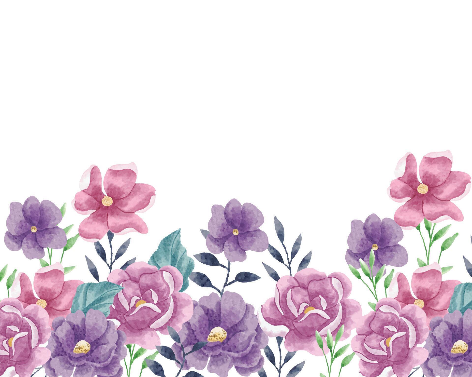 Purple and Pink Rose Watercolor Flower Background Stock Free