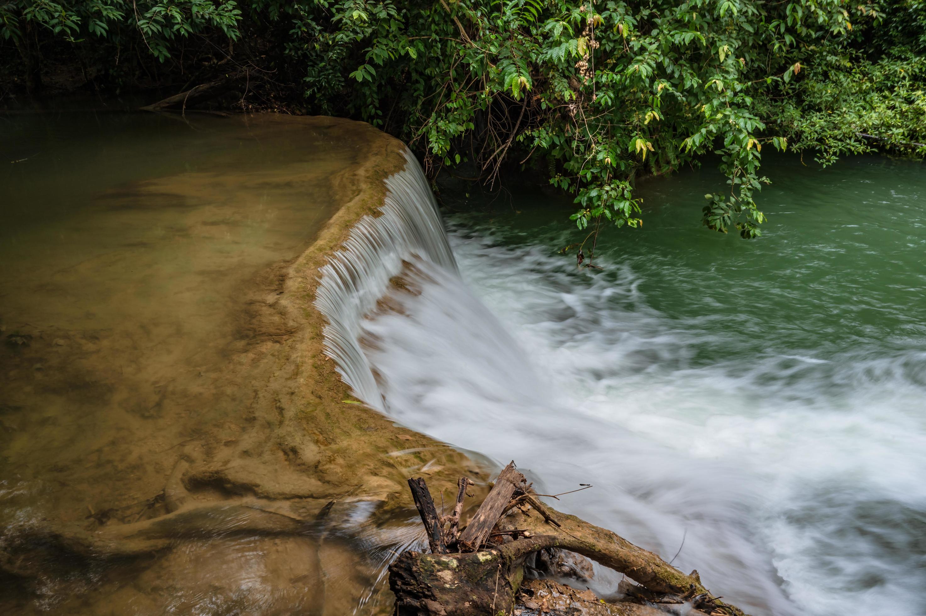 Waterfall of Huai mae khamin waterfall Srinakarin national park at Kanchanaburi thailand. Stock Free