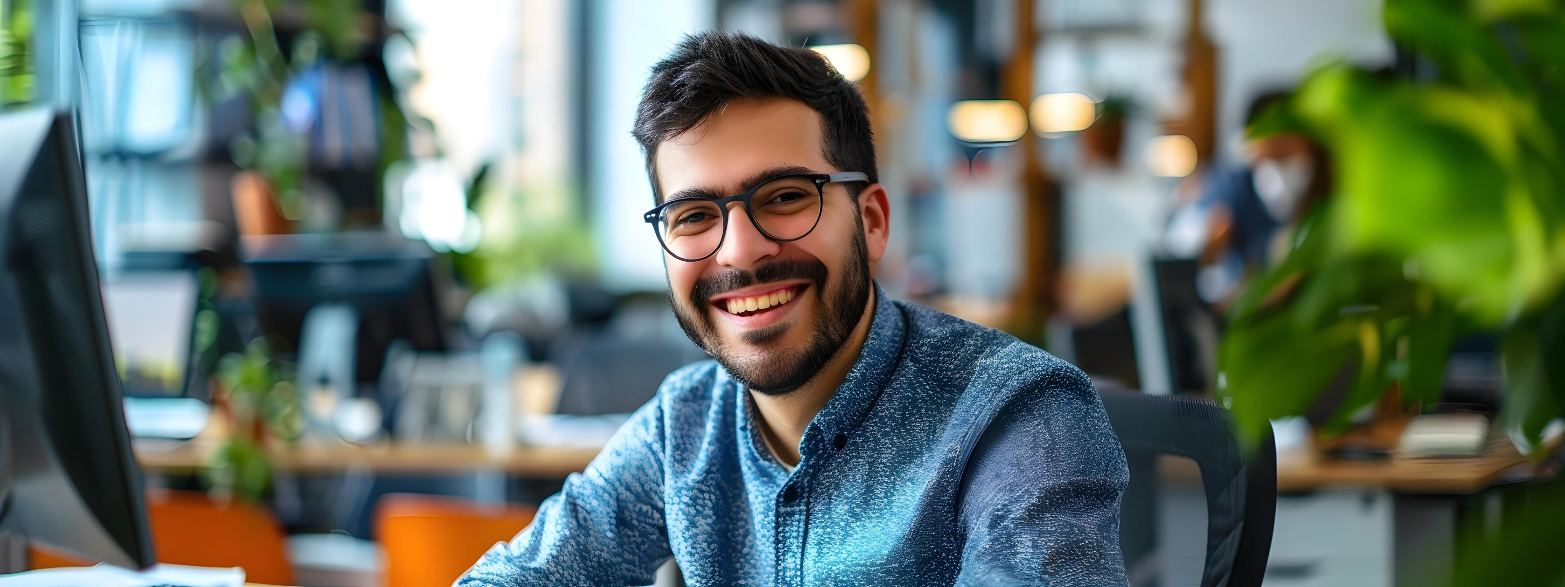 Cheerful Coordinator Enjoying Productive Workday in Bright Office Environment Stock Free