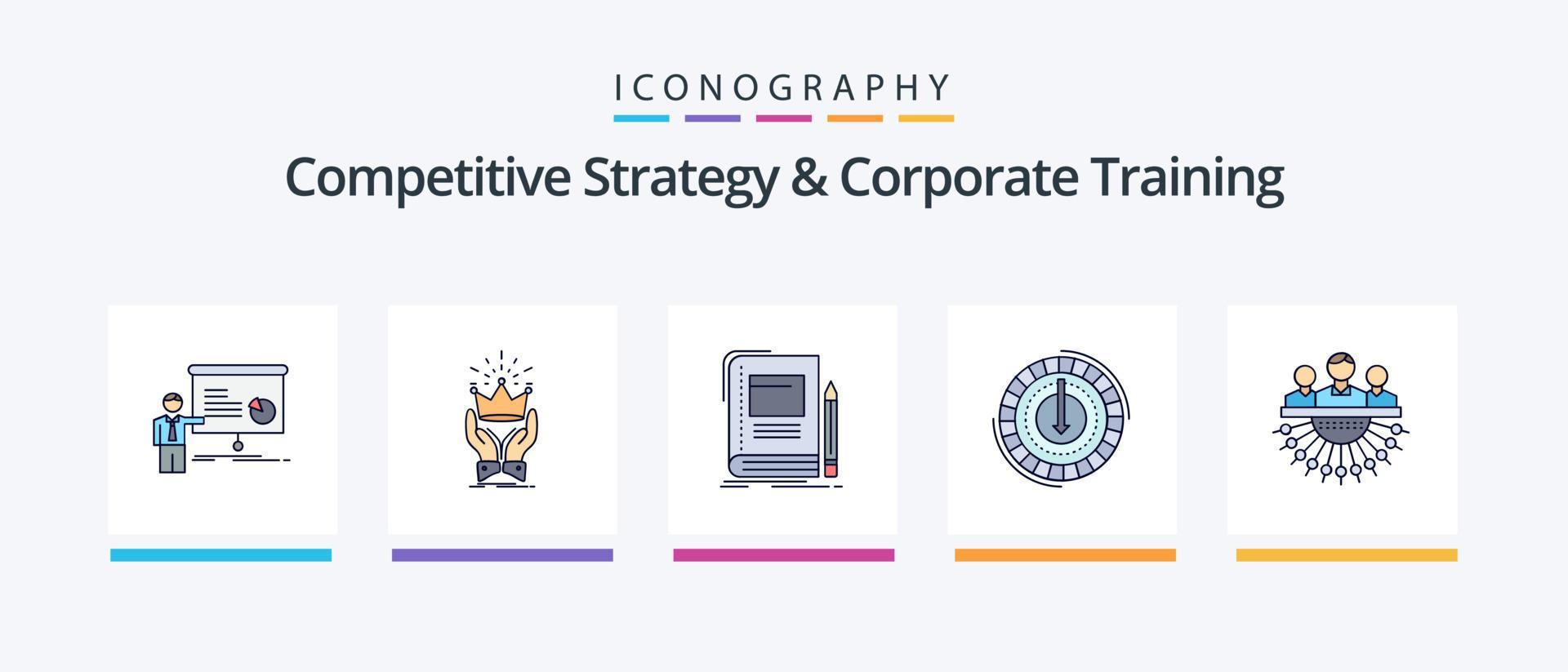 Competitive Strategy And Corporate Training Line Filled 5 Icon Pack Including distinction. arrow. lower. ruler. learn. Creative Icons Design Stock Free