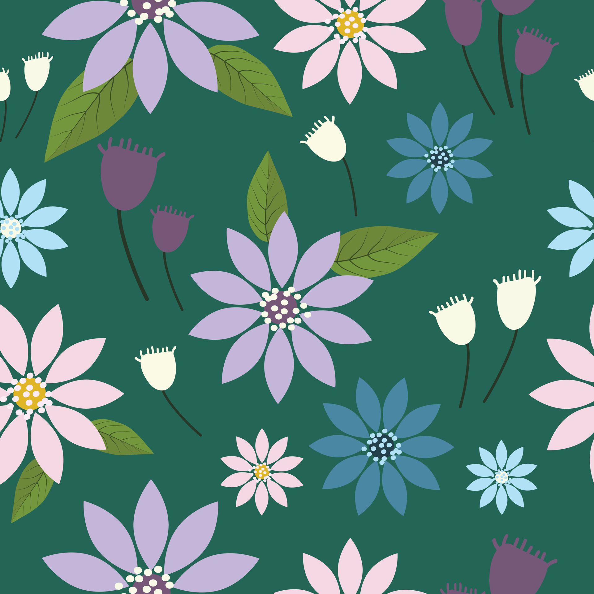 Cute hand drawn vintage floral pattern seamless background Free Vector