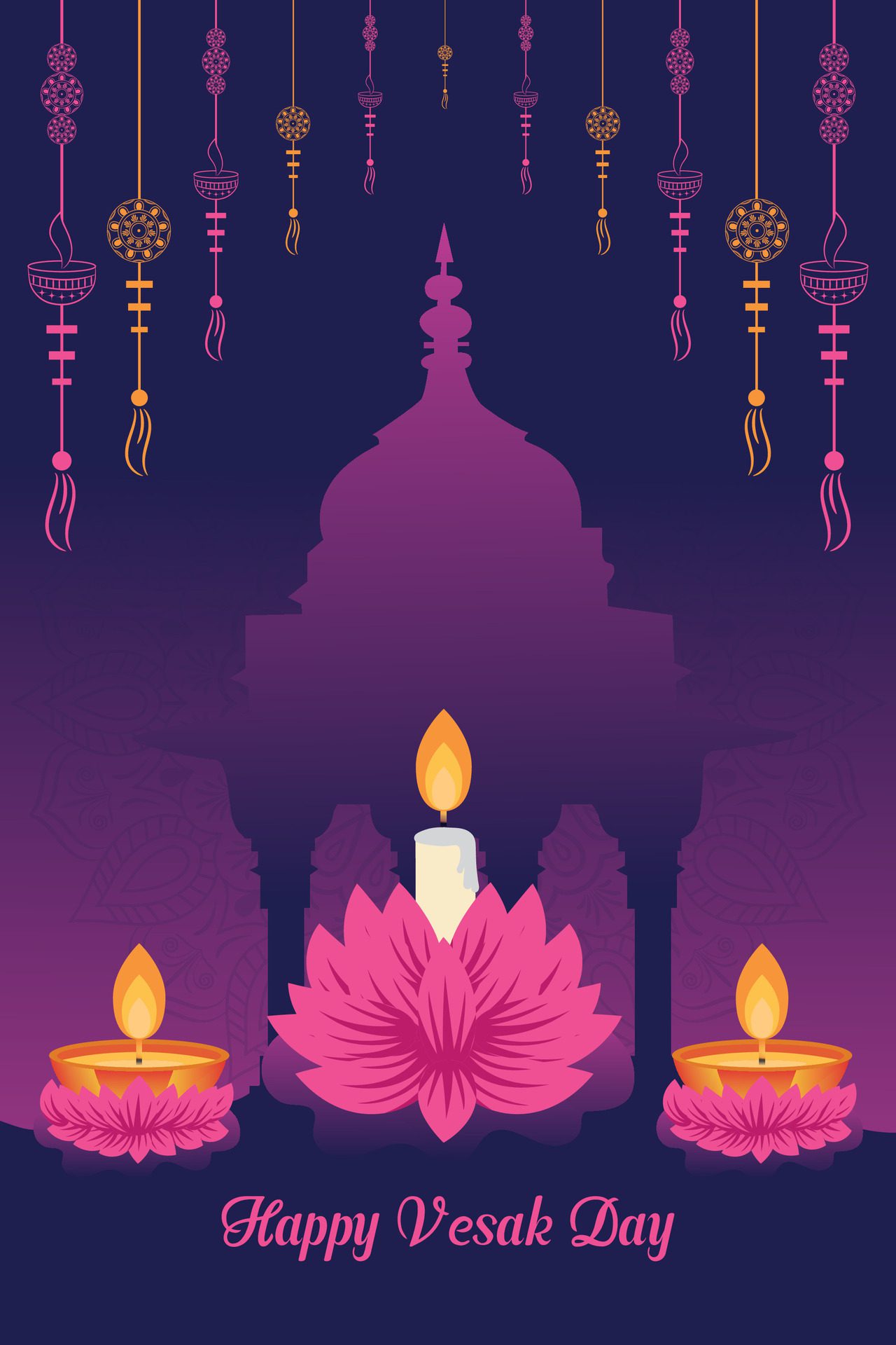 Flat vertical poster template for vesak day illustration festival celebration social media post and vesak day Banner Free Vector