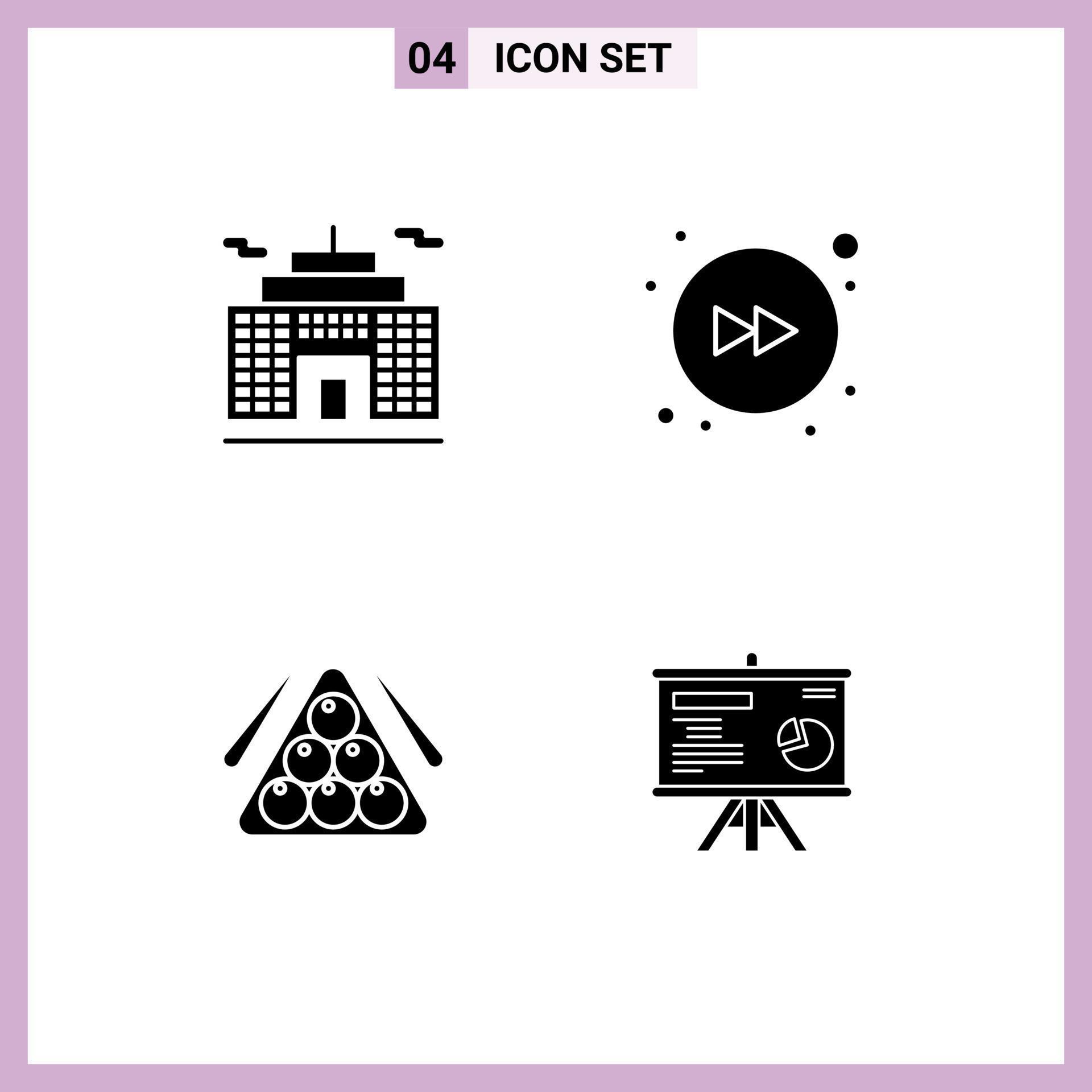 Pictogram Set of 4 Simple Solid Glyphs of building pool arrow ball presentation Editable Vector Design Elements Stock Free