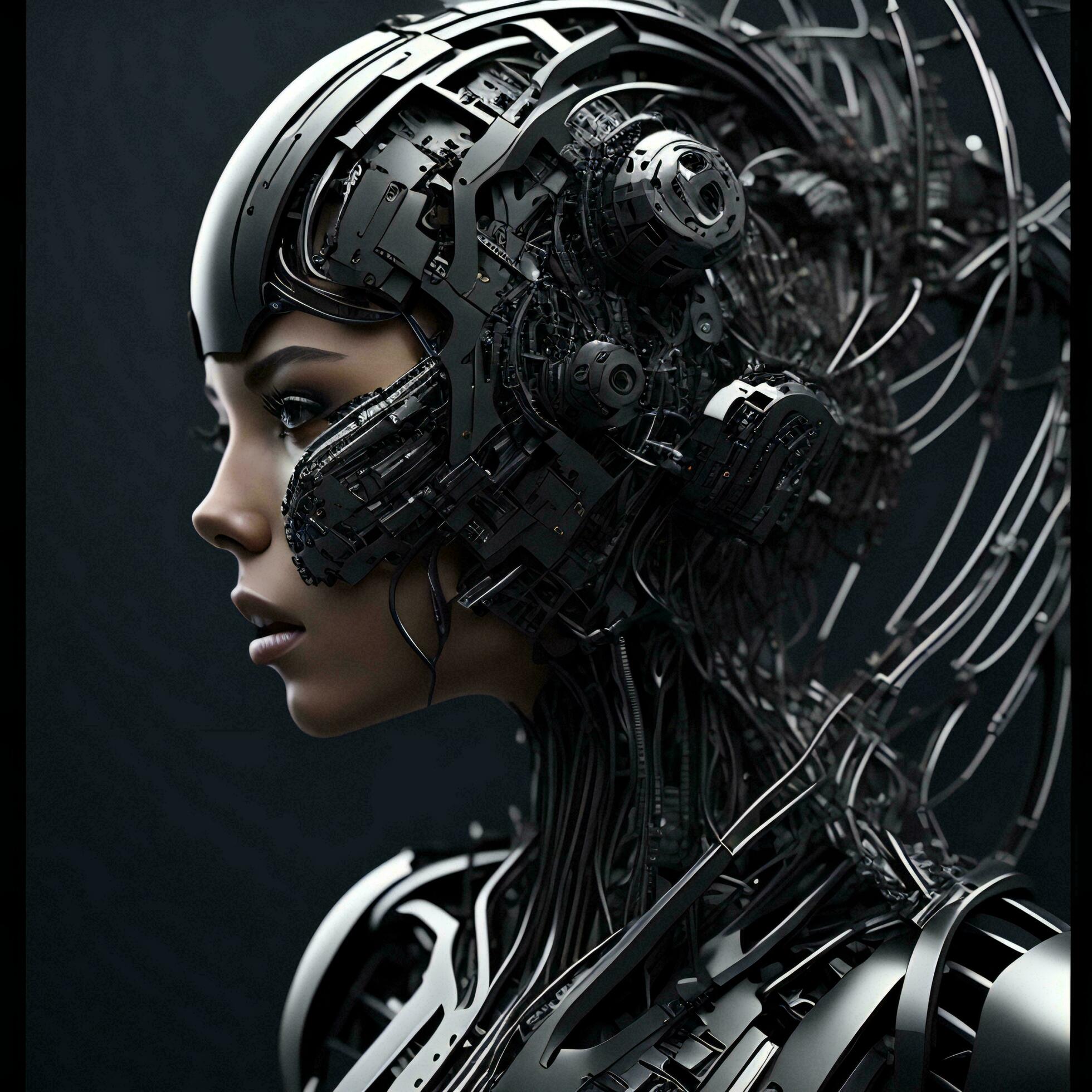 
									a female robot with a futuristic hairstyle. generative ai Free Photo