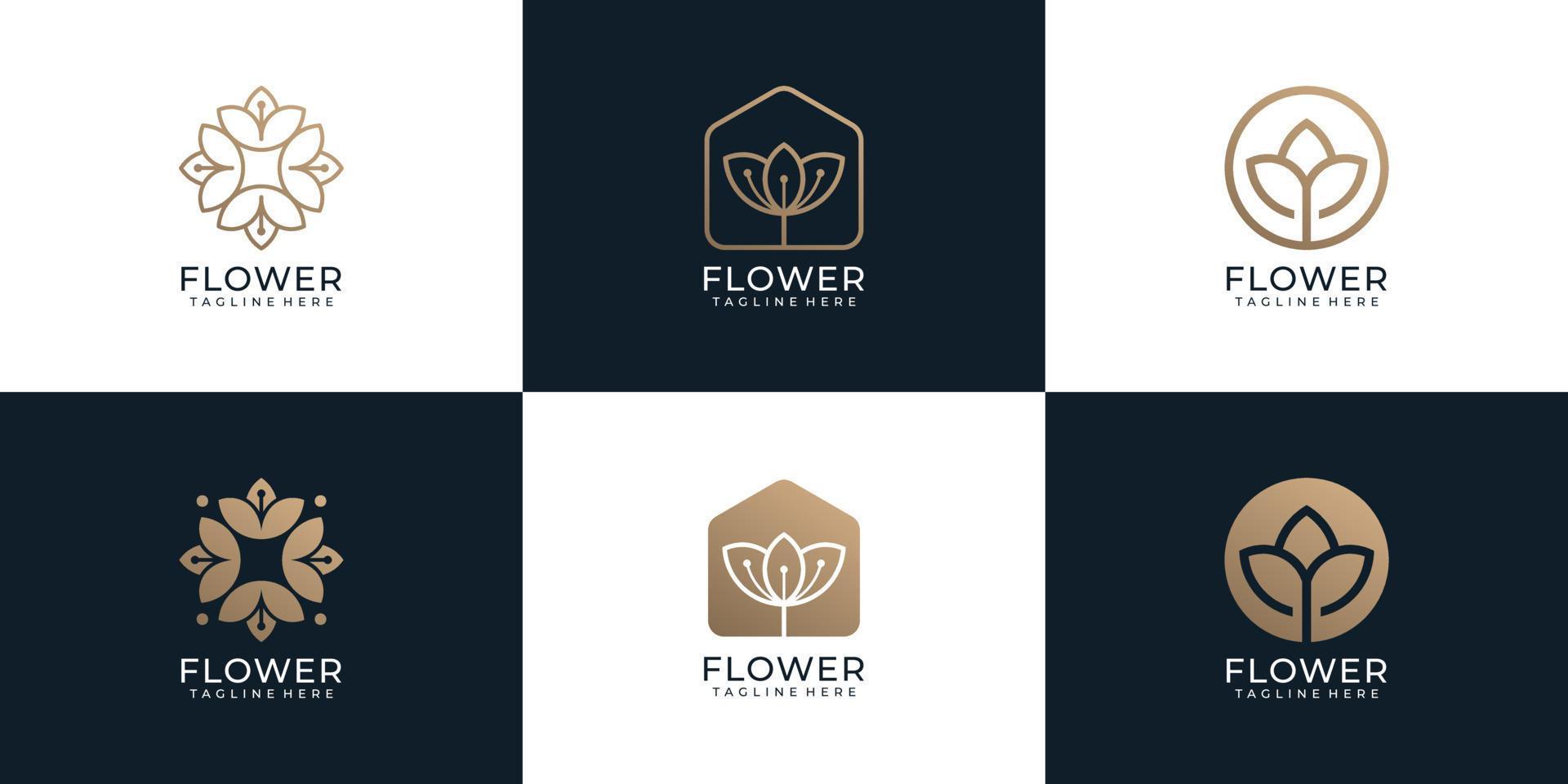 Set of minimalist flower beauty spa logo vector concept inspiration Stock Free and Free SVG