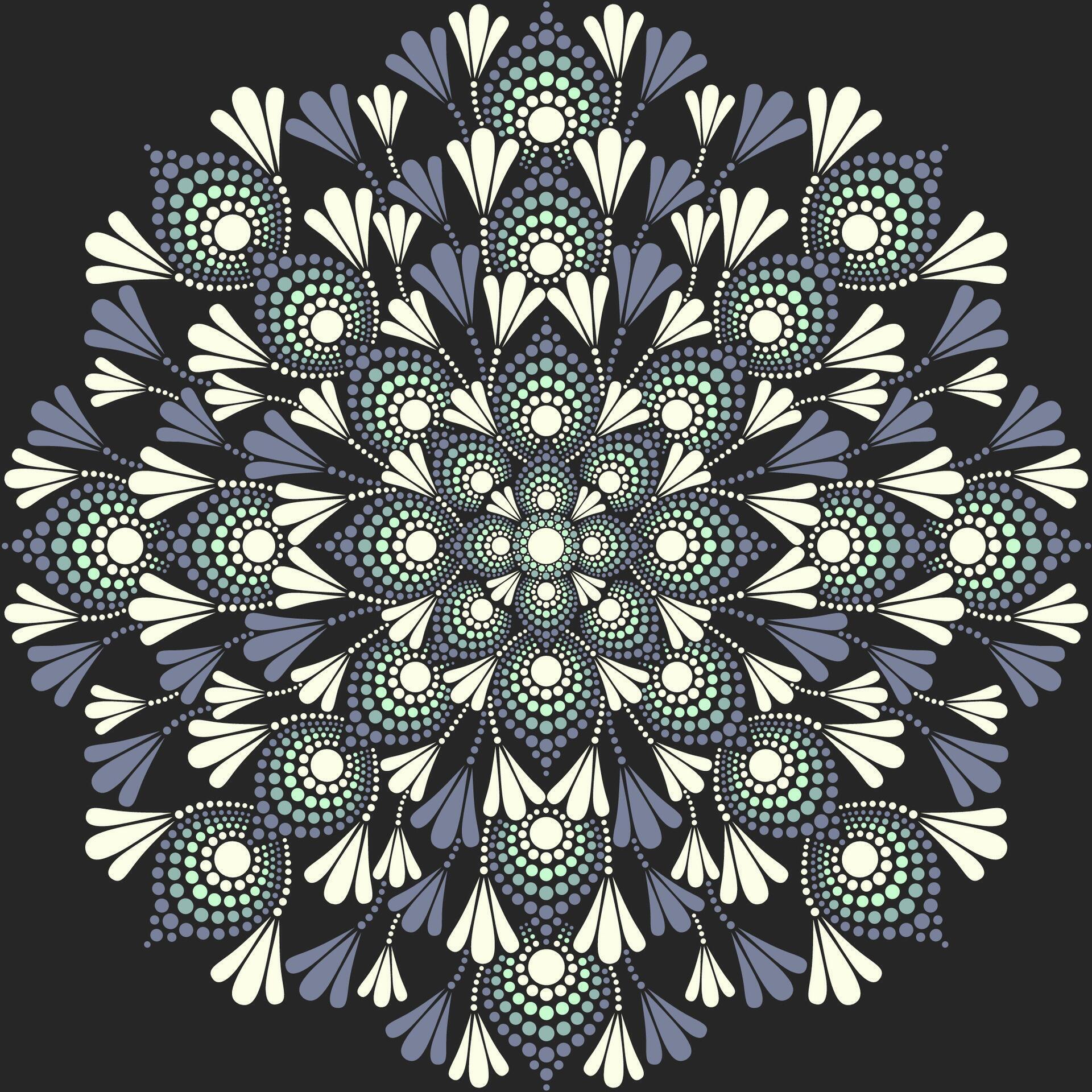 Flower mandala dot painting with black background. Stock Free