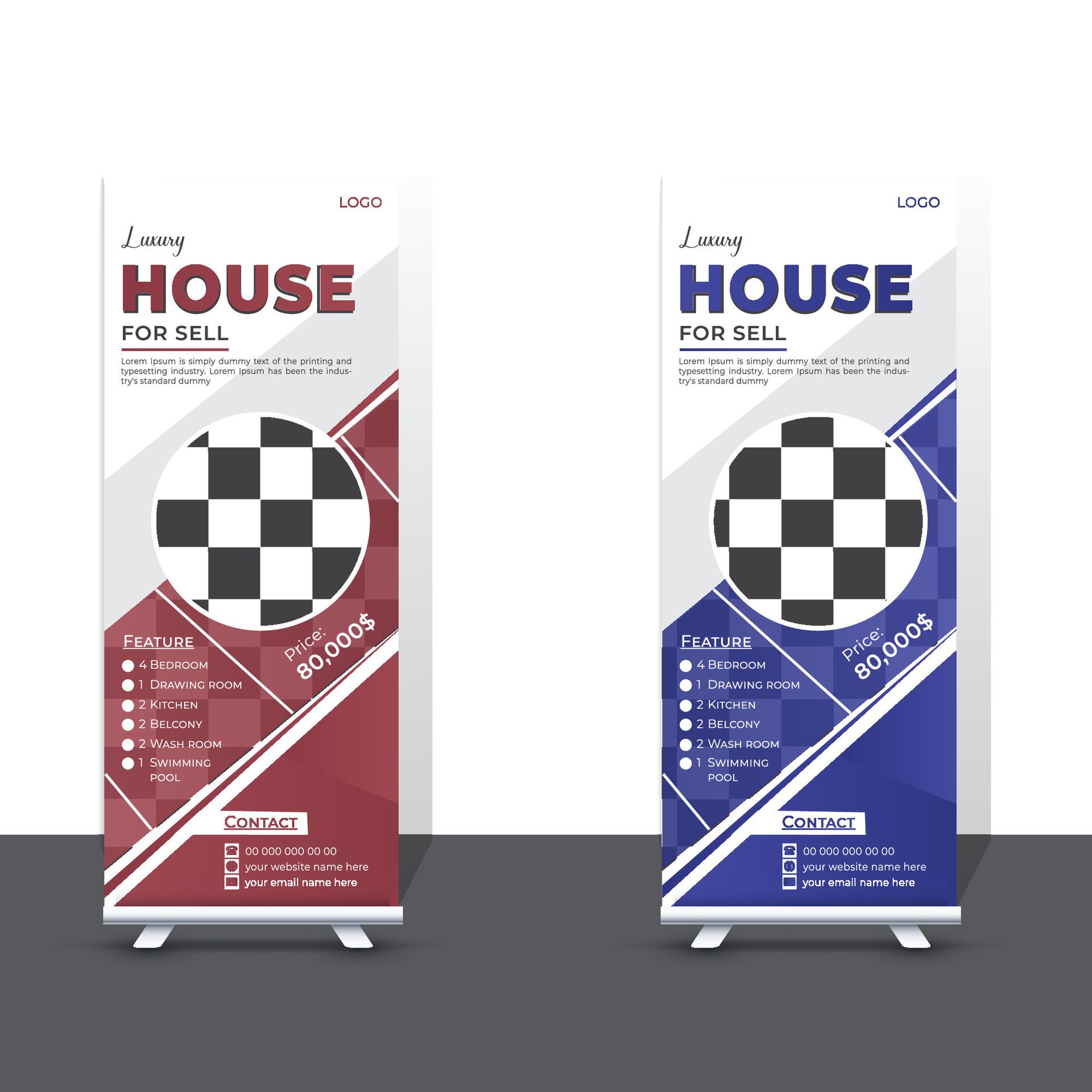 
									Modern and Professional Real Estate Roll Up Banner Design Templates Free Vector