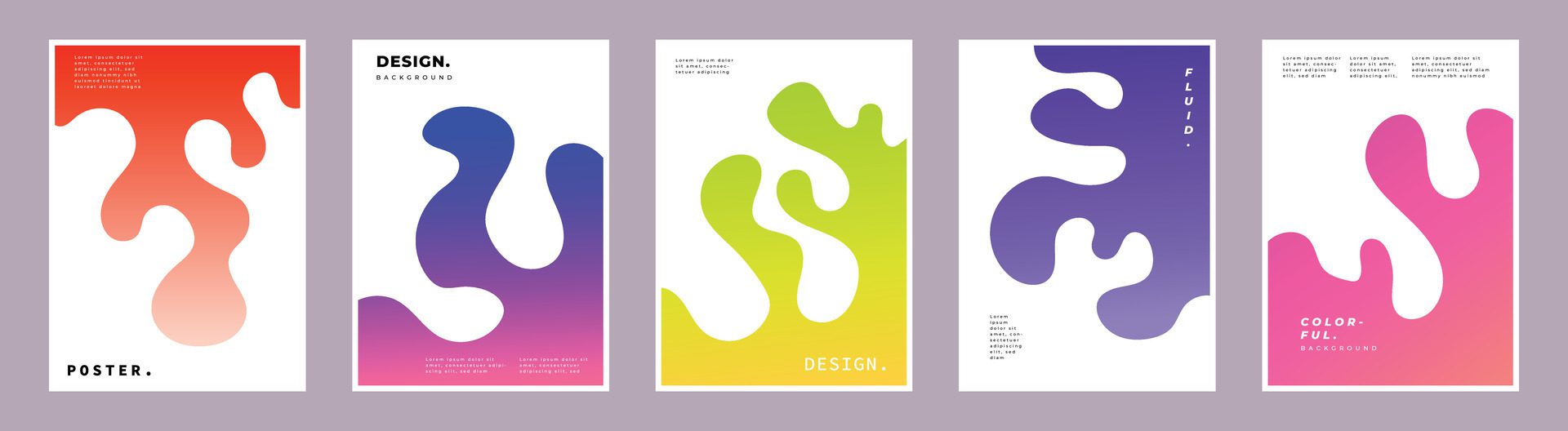 Abstract wavy fluid background set. Colorful liquid shapes backdrop bundle. Modern flat color figure design for poster, banner, or catalog. Free Vector