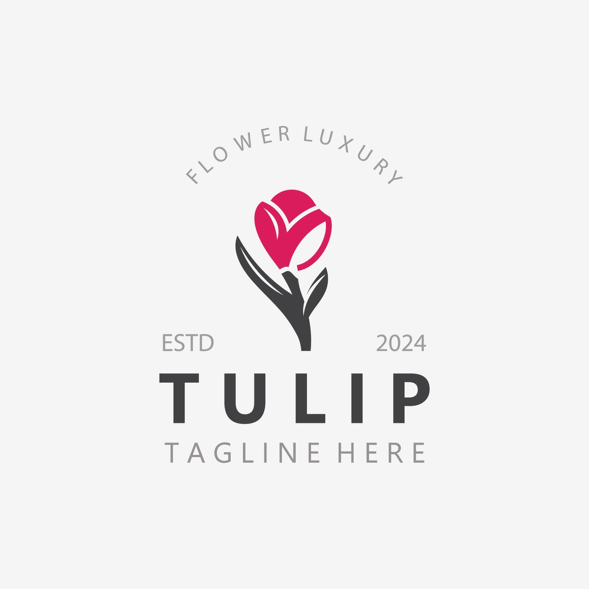 Tulip Flower logo with leaves design, suitable for fashion, beauty spa and boutique emblem business Stock Free