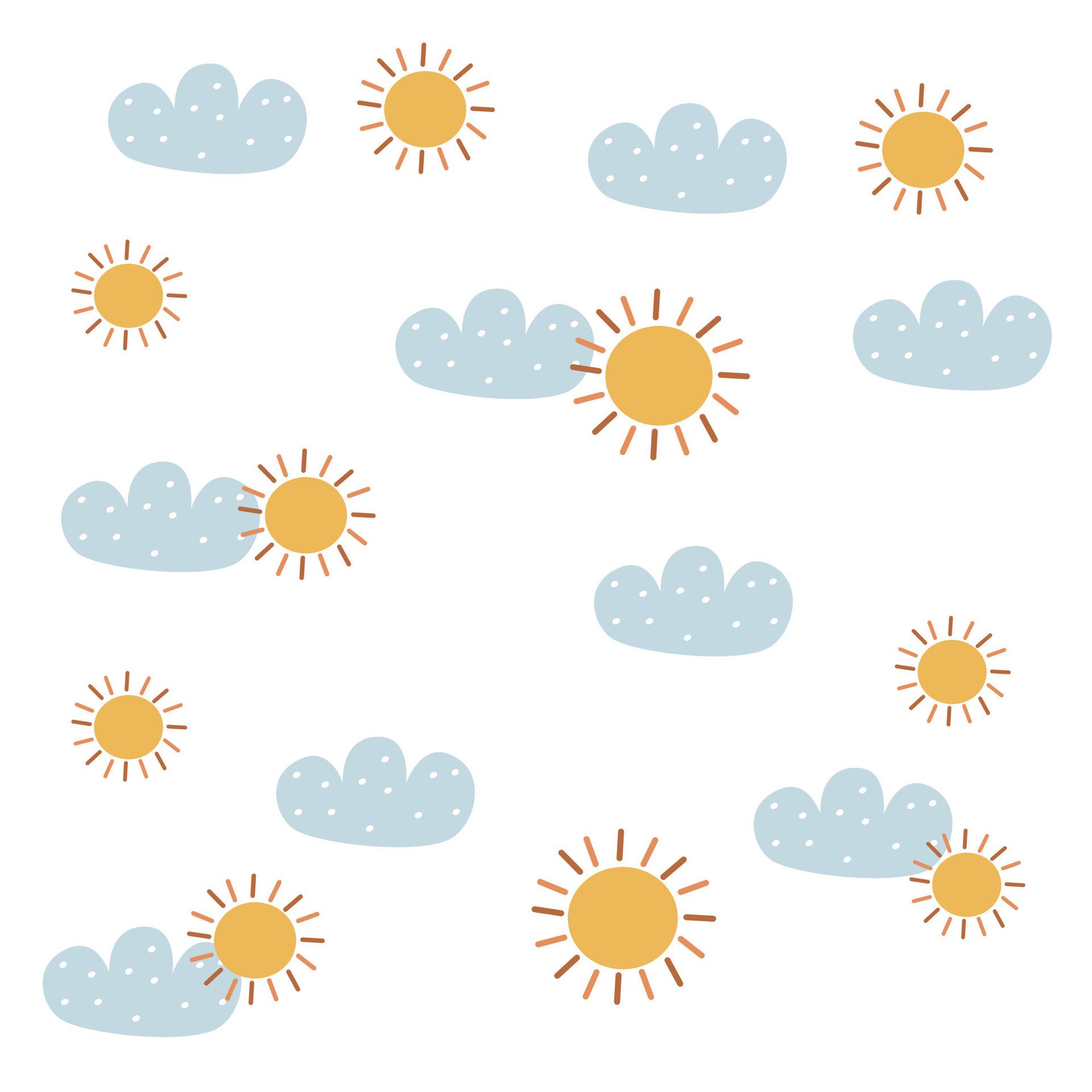 Sun and cloud pattern for summer pattern on white background Free Vector