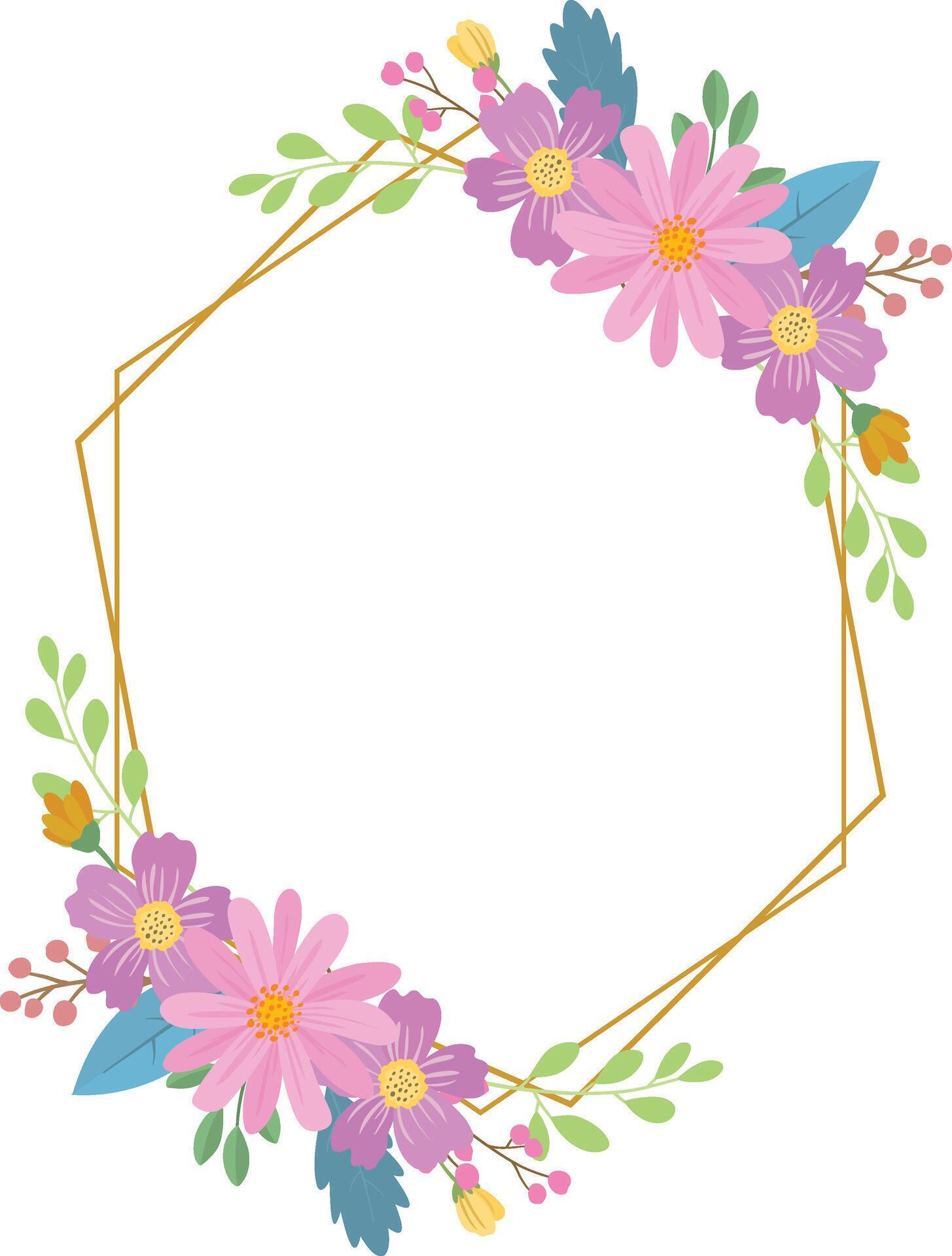 Wedding frame. with colorful flower bouquet, botanical template for card, invitation Stock Free