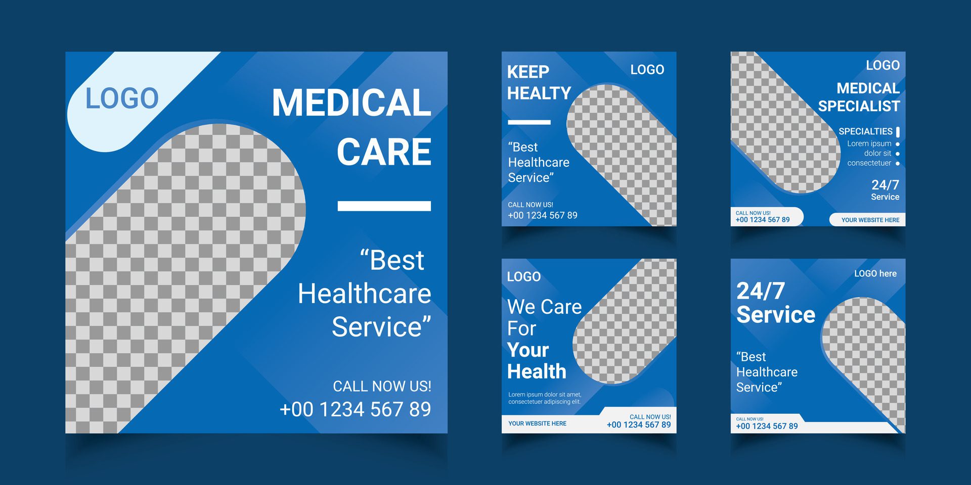 Healthcare medical banner and social media post template Free Vector