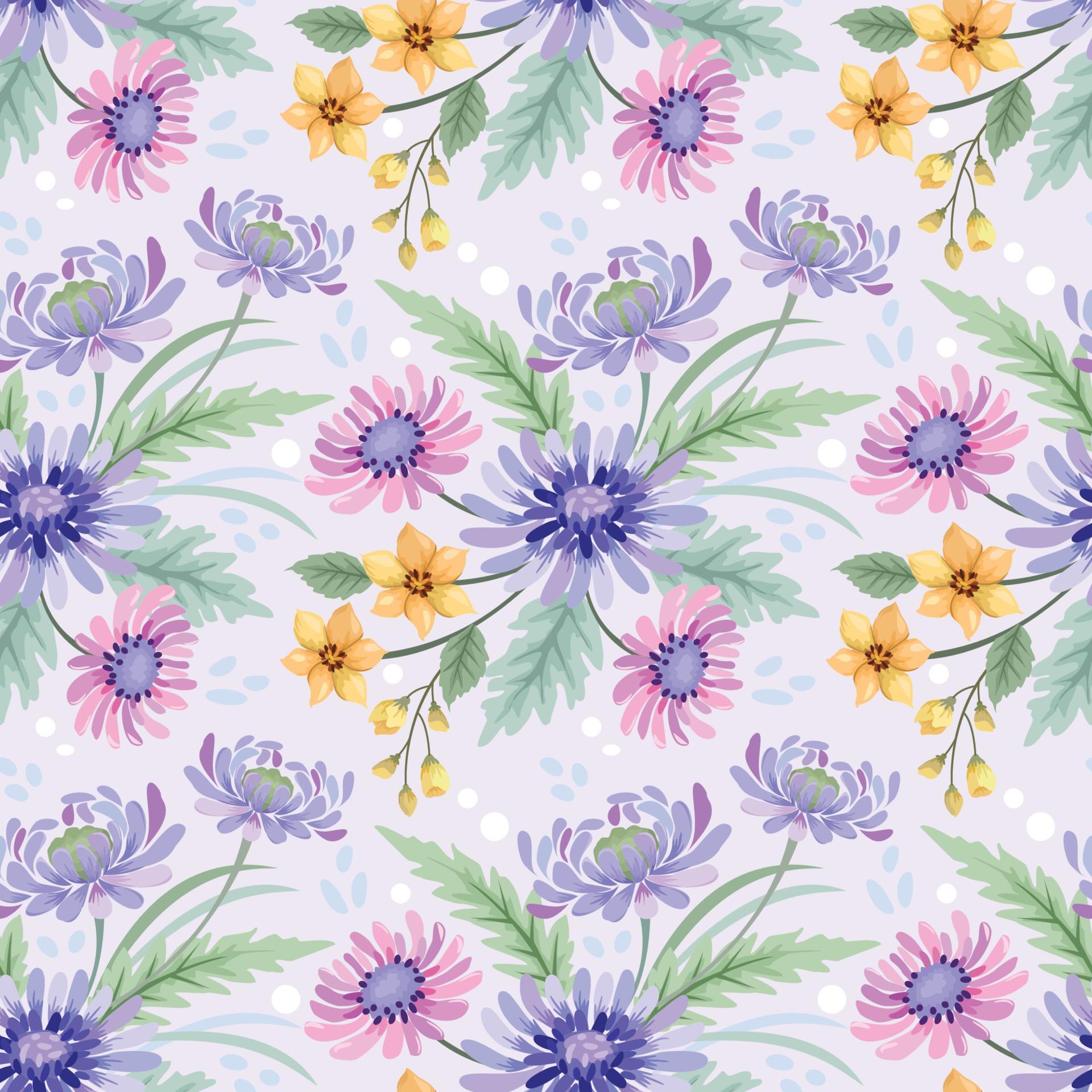 Colorful hand draw watercolor flowers seamless pattern Stock Free