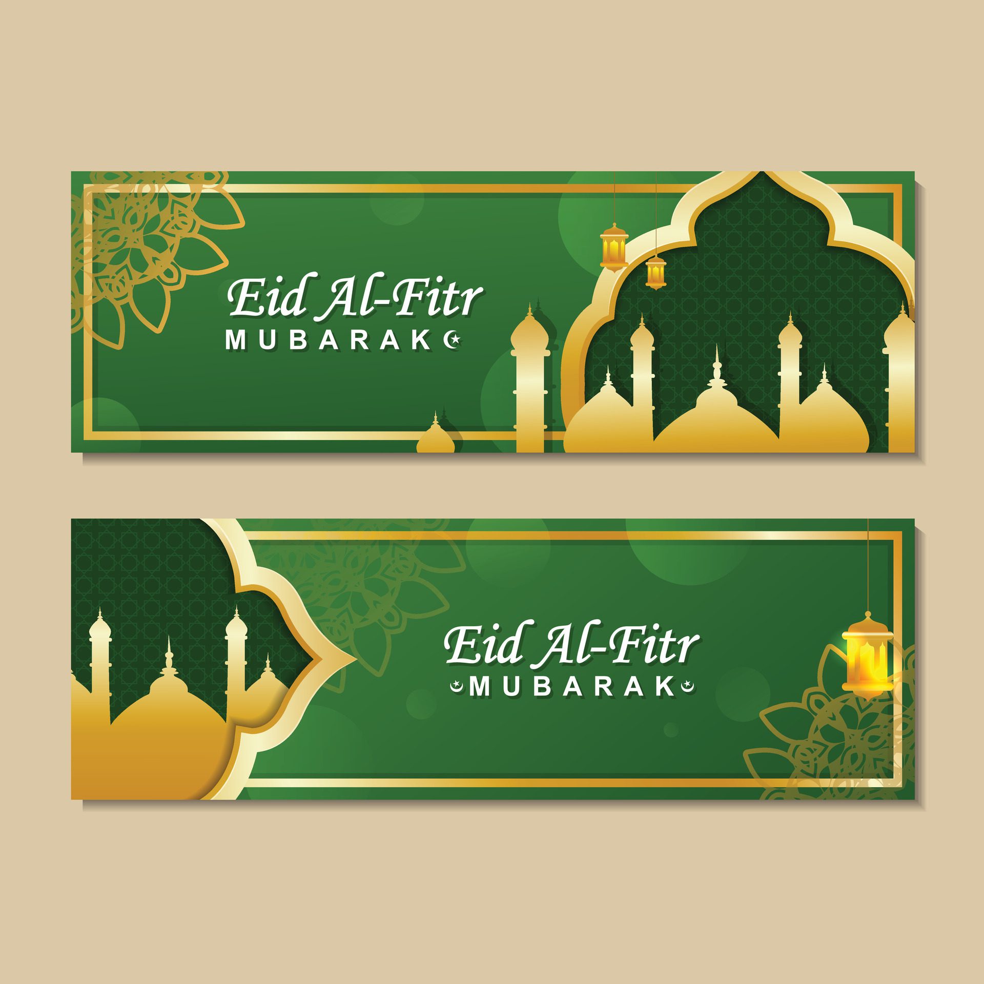 Collection of luxury gradient Eid greeting banner designs Free Vector