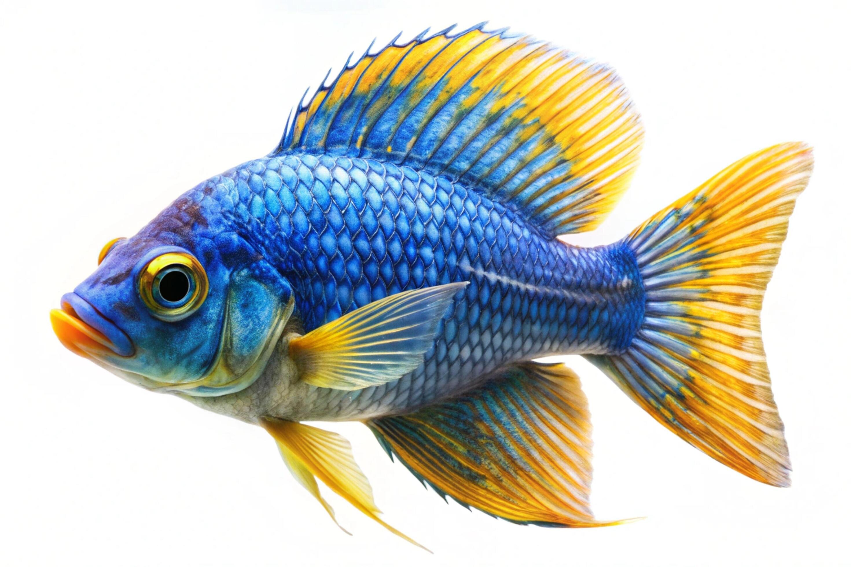 Blue ornamental fish isolated on white background Stock Free