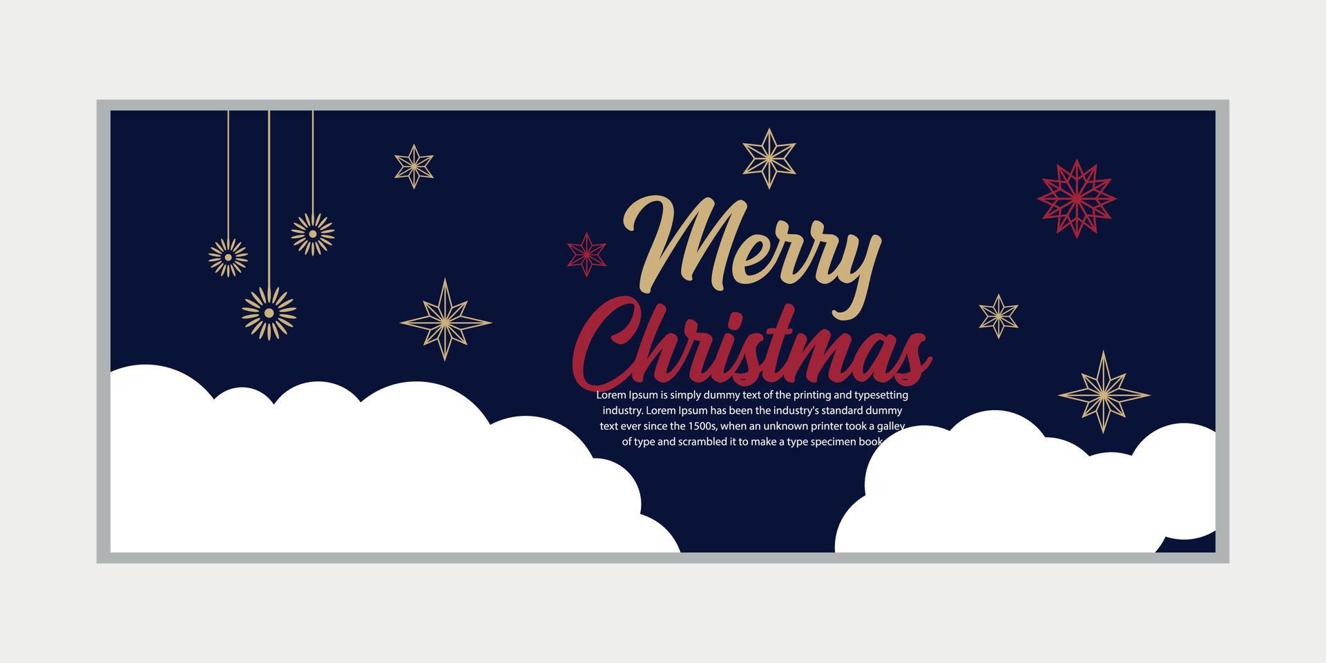 merry christmas banner set and happy new year banner, social media cover and web banner,Merry Christmas design for greeting card, Free Vector