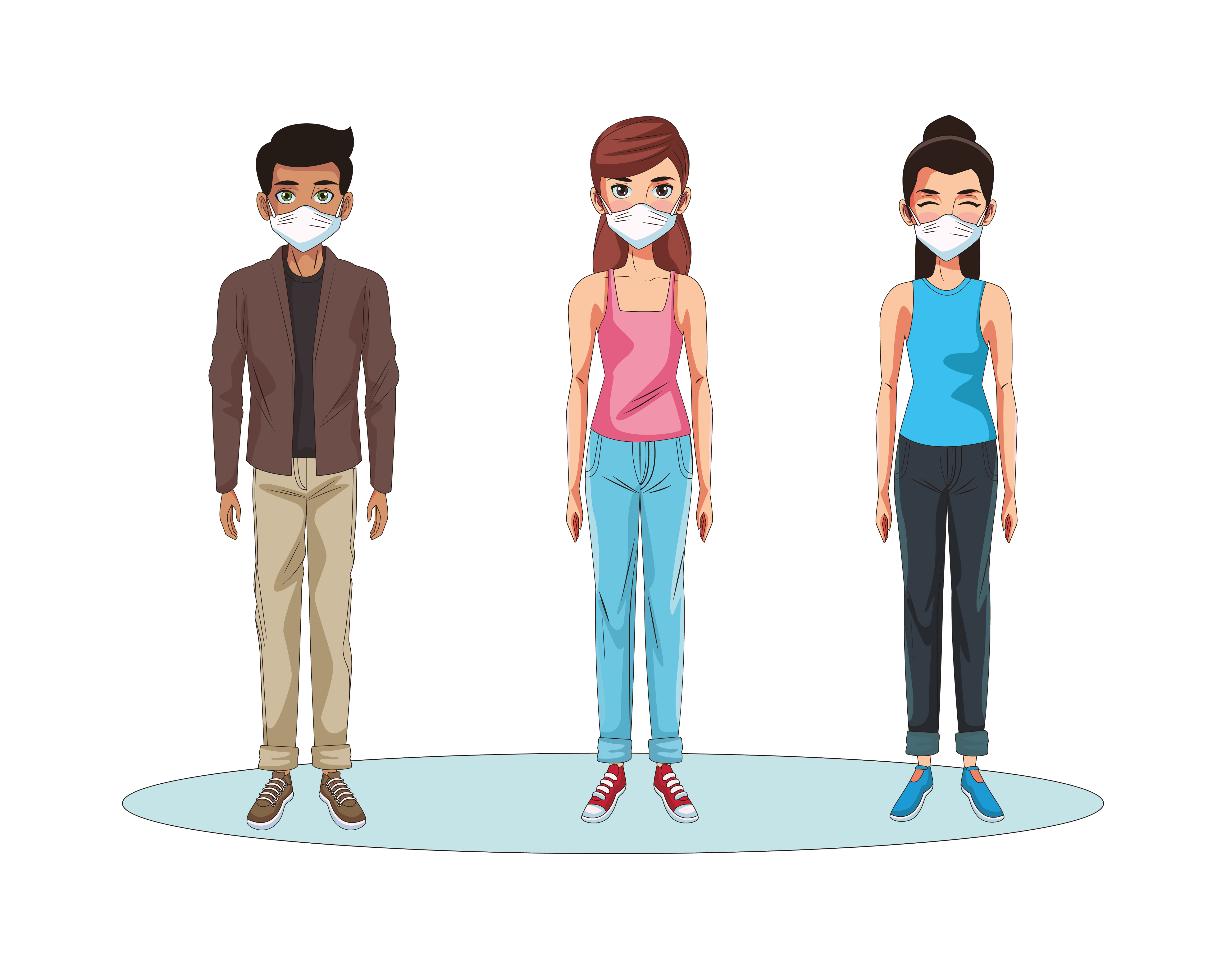 people using face masks characters Free Vector