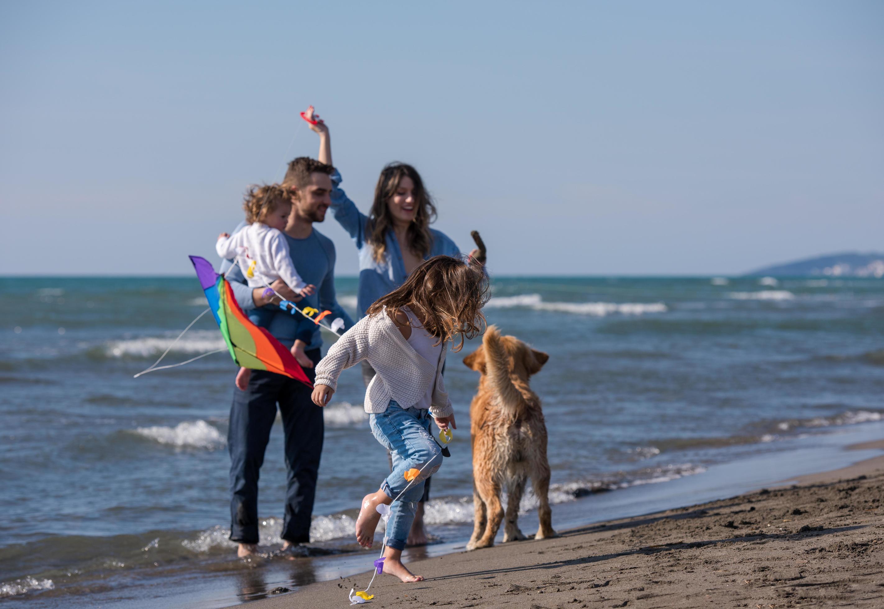 happy young family enjoying vecation during autumn day Stock Free