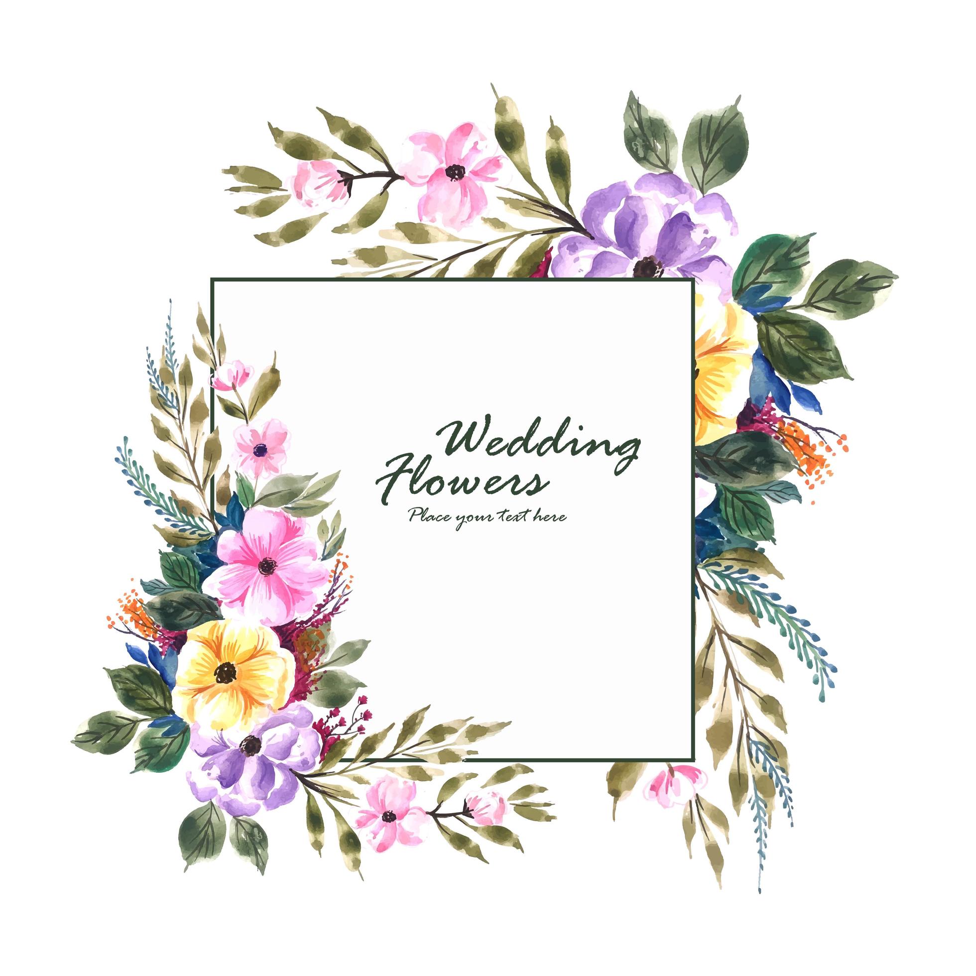 wedding invitation flowers frame card design Stock Free