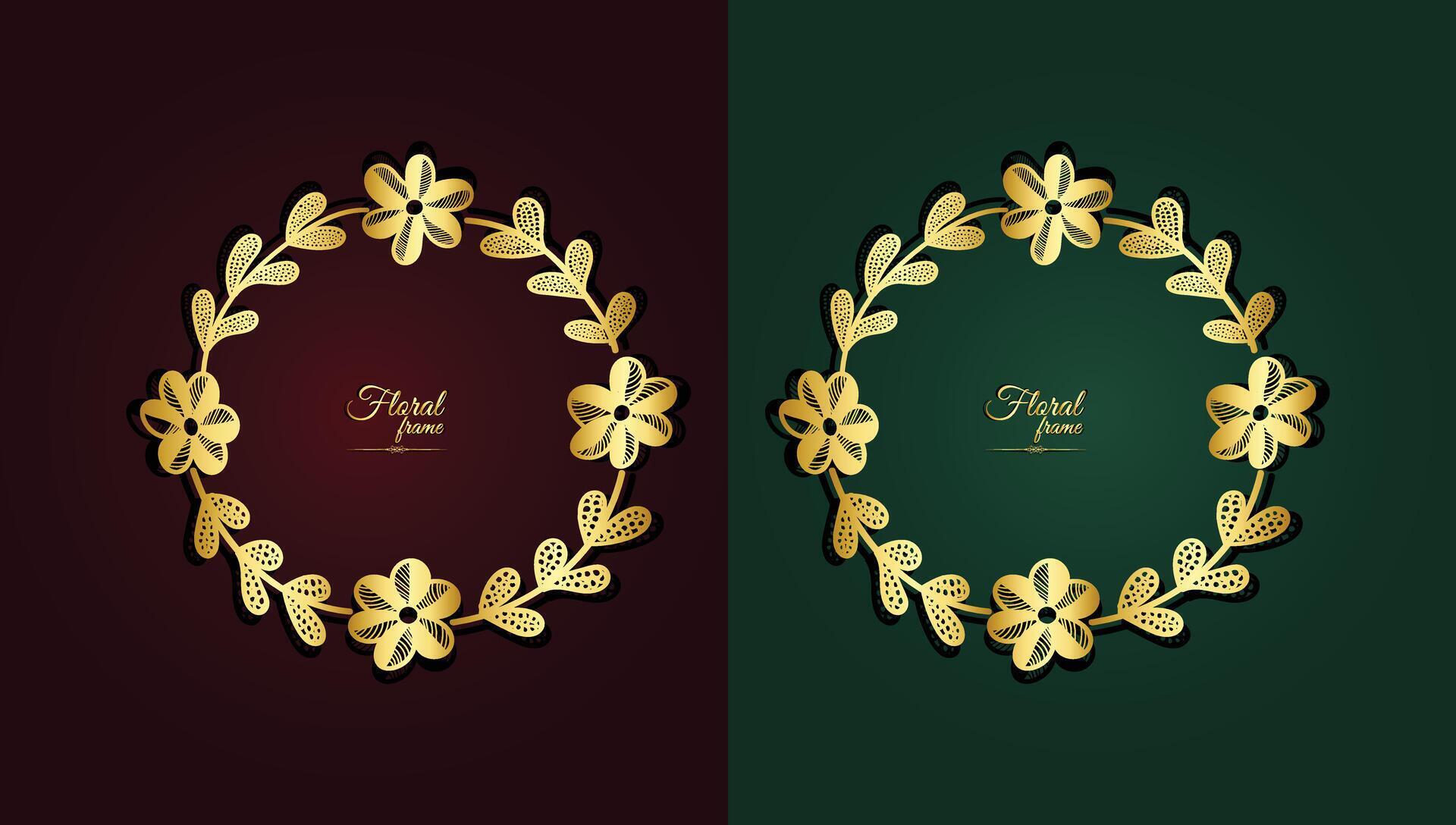 Flower Decorative Gold Frames And Borders Stock Free