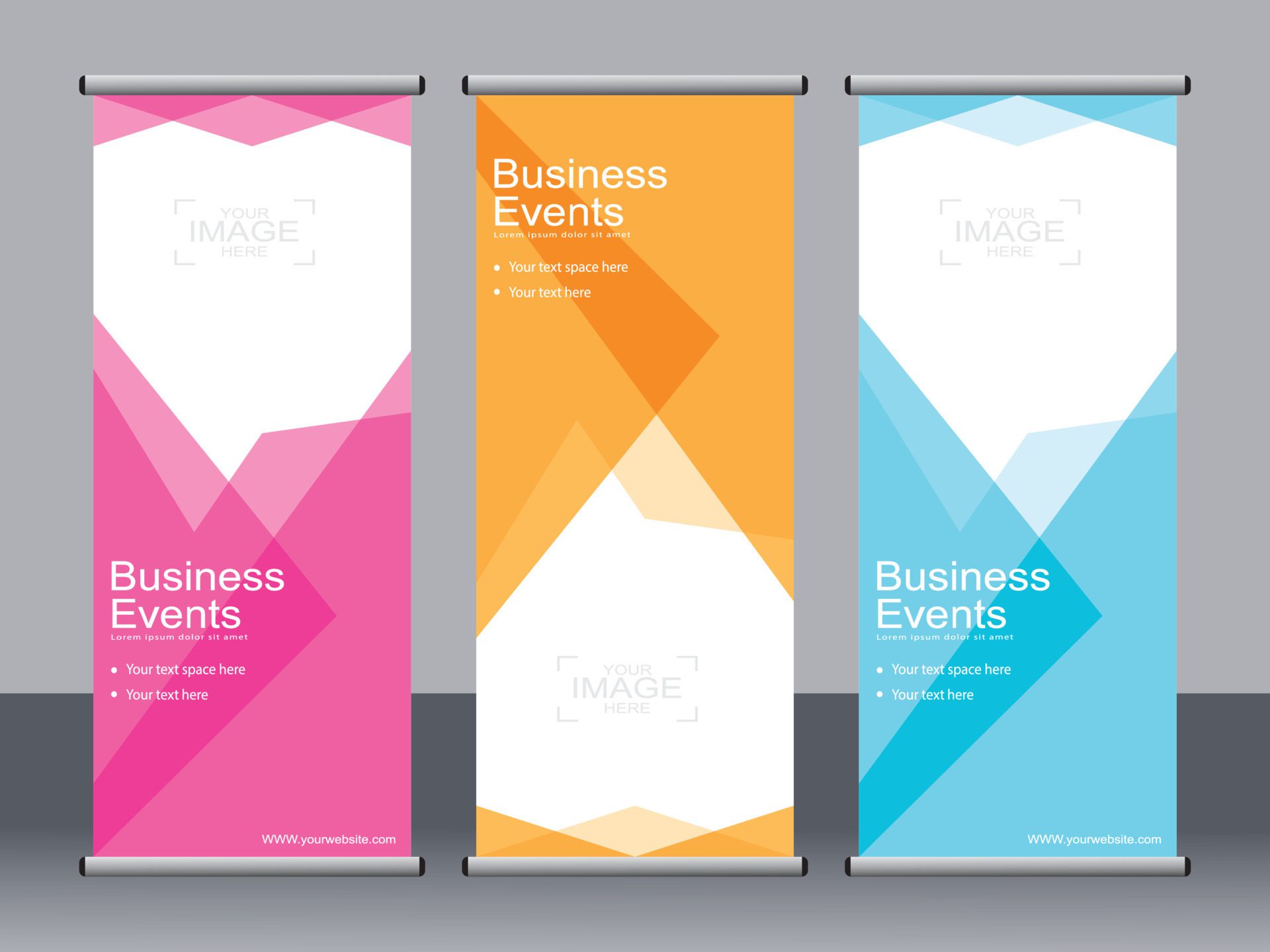 Business banner roll up set standee banner template. Free Vector