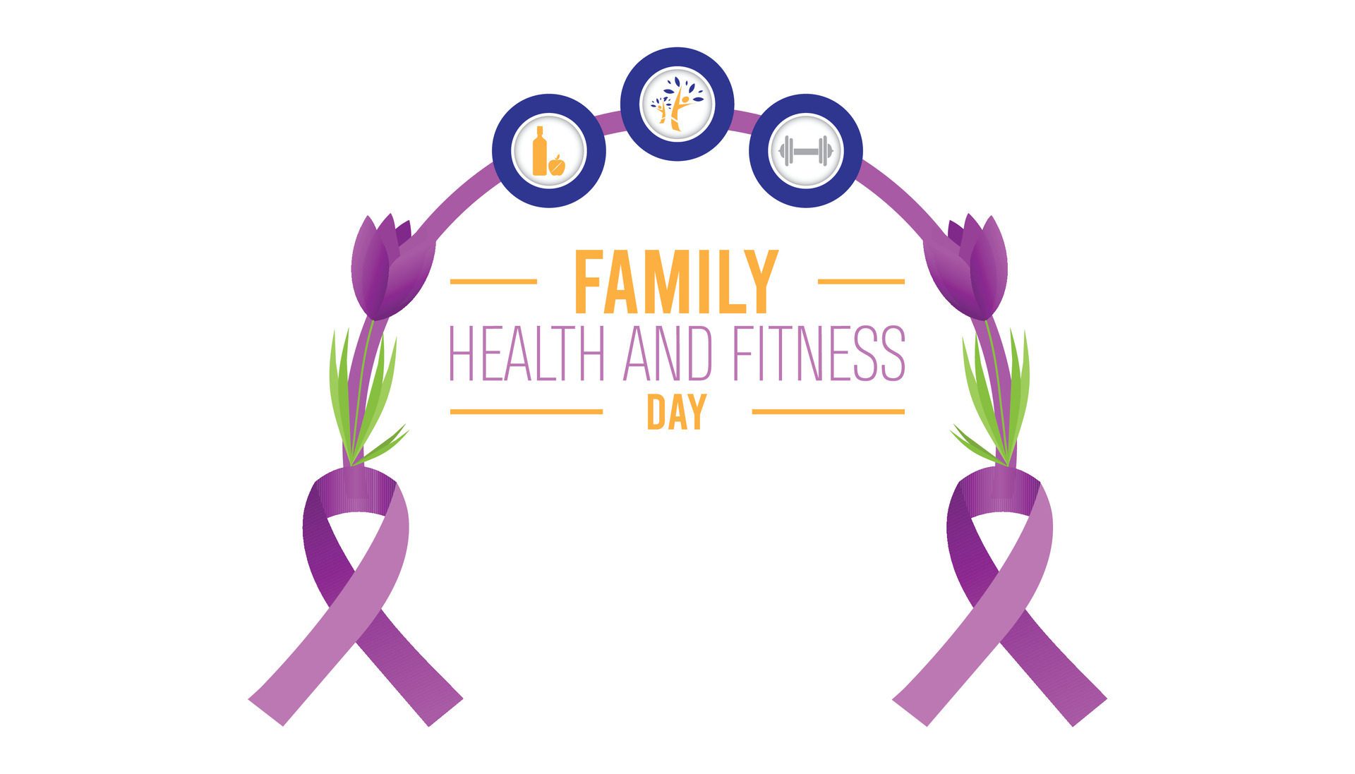 Family Health and Fitness day observed every year in June. Template for background, banner, card, poster with text inscription. Free Vector