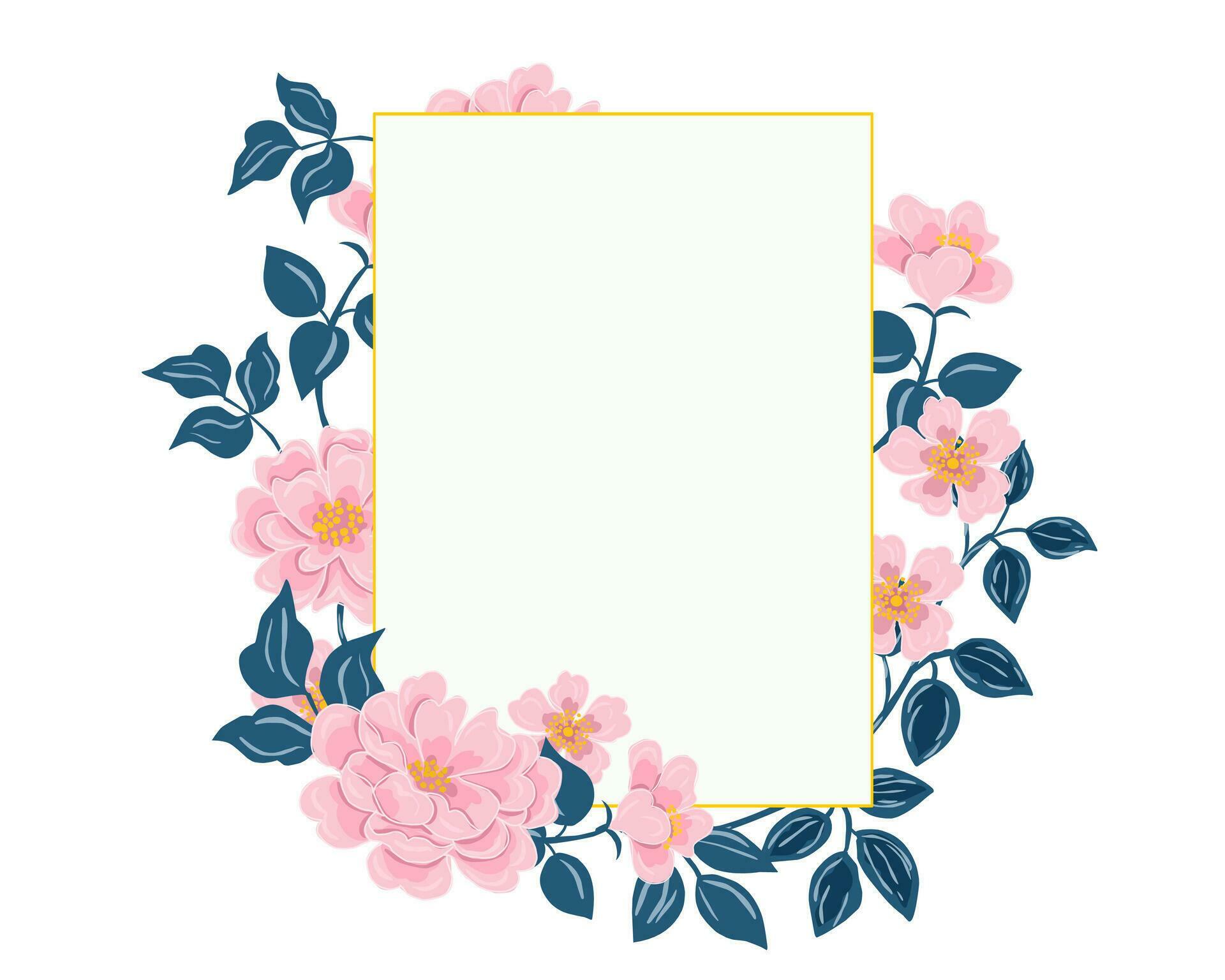 Pink Rose Hand Drawn Flower Frame Stock Free