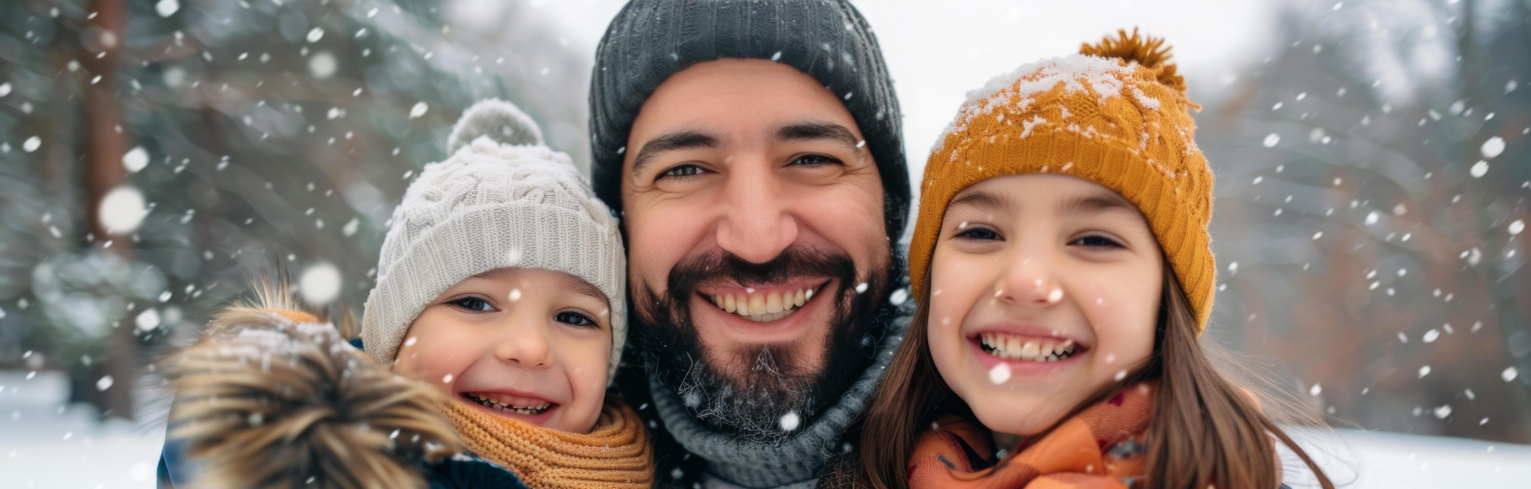 Family Portrait in Winter Snow Stock Free