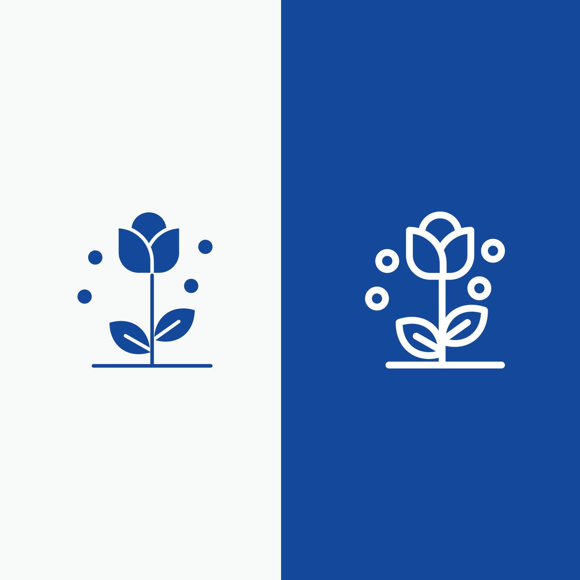 Flora Floral Flower Nature Spring Line and Glyph Solid icon Blue banner Line and Glyph Solid icon Bl Stock Free