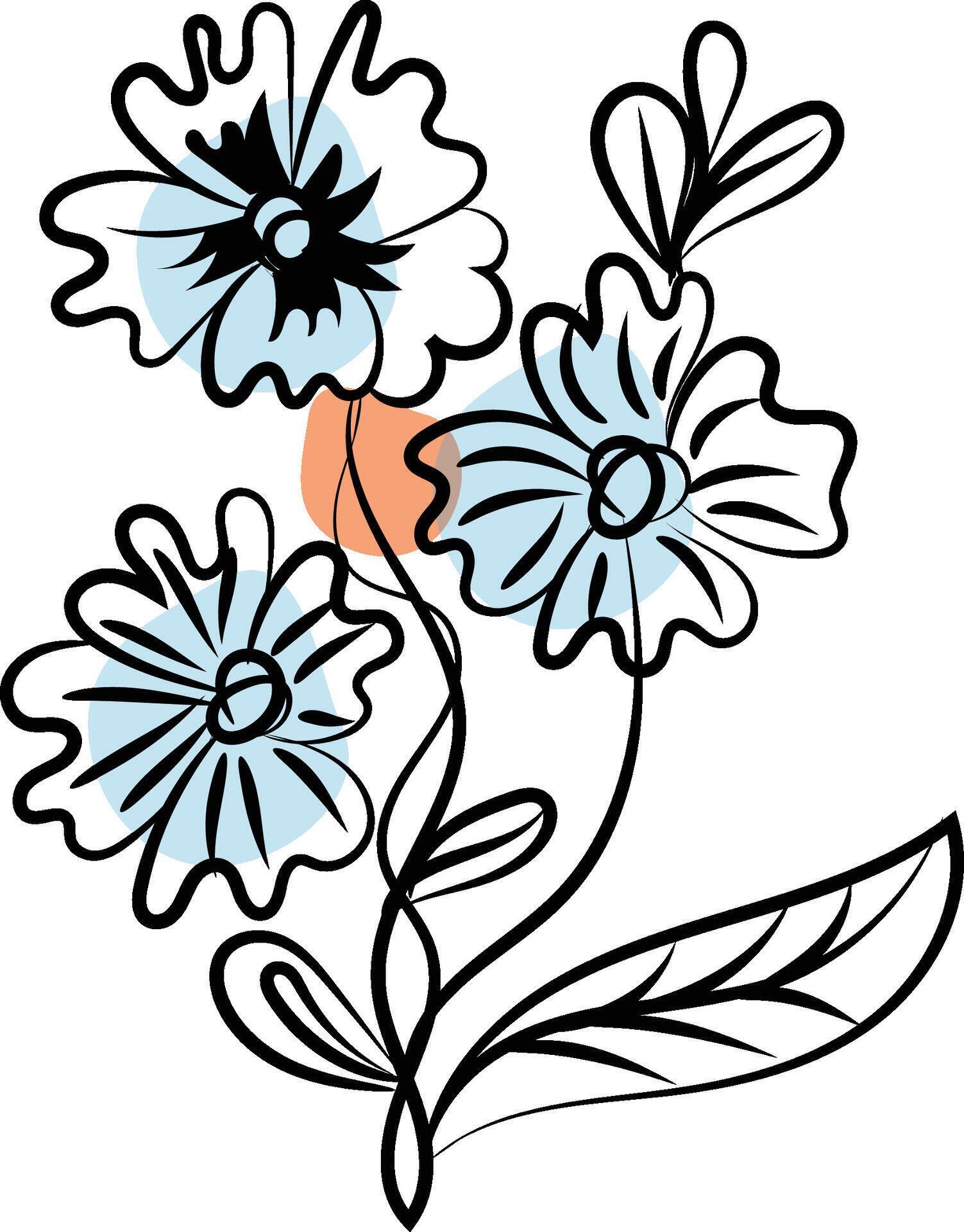 Hand drawn flat design simple flower outline Stock Free