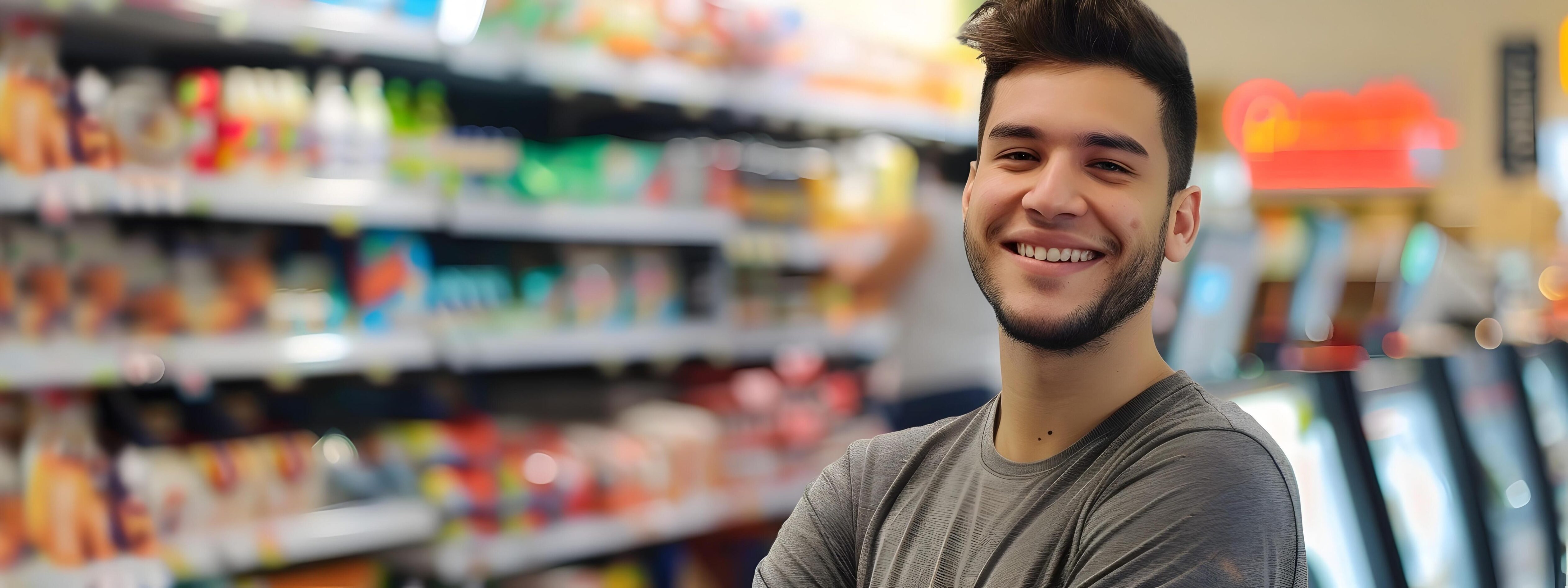 Cheerful Store Clerk Assisting Customers in Modern Retail Environment Stock Free