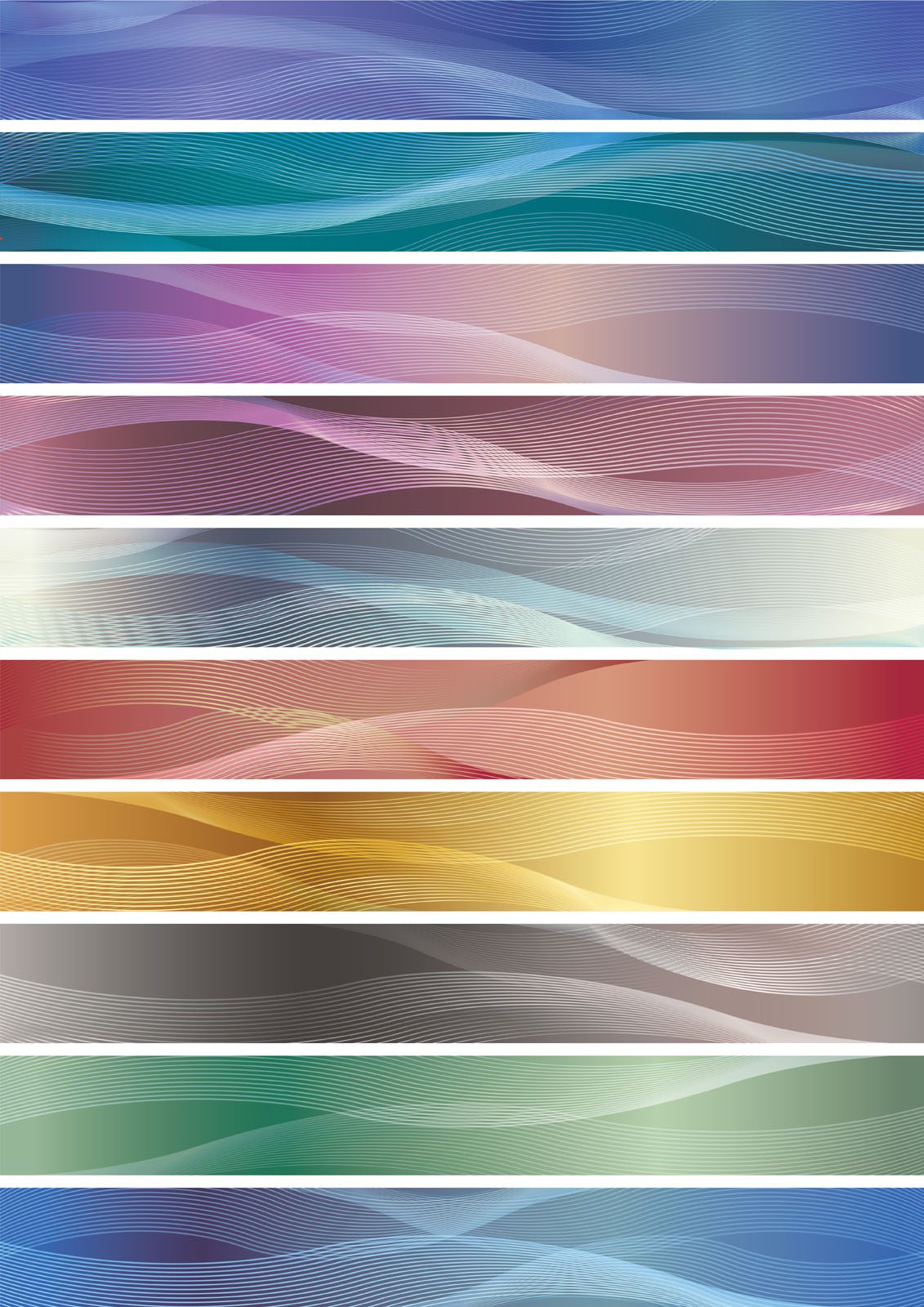 Wavy pattern banner set. Free Vector